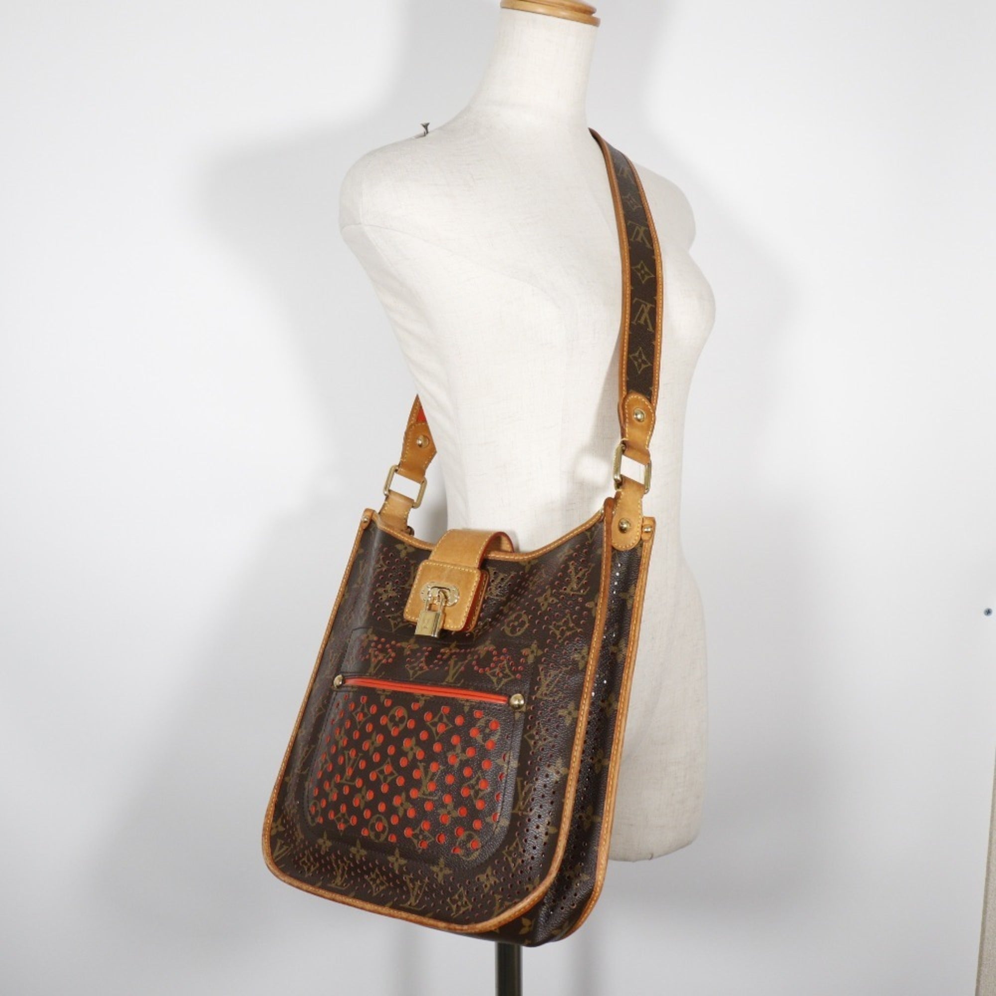Louis Vuitton Brown Galle Orange Monogram Perforated Shoulder Bag (Pre-Owned)