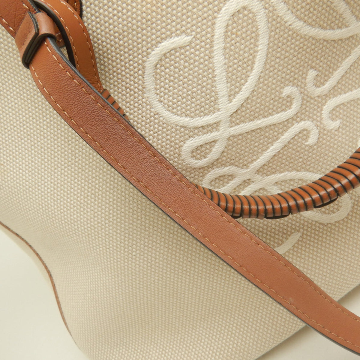 Loewe Beige Brown Canvas Leather Tote Bag (Pre-Owned)