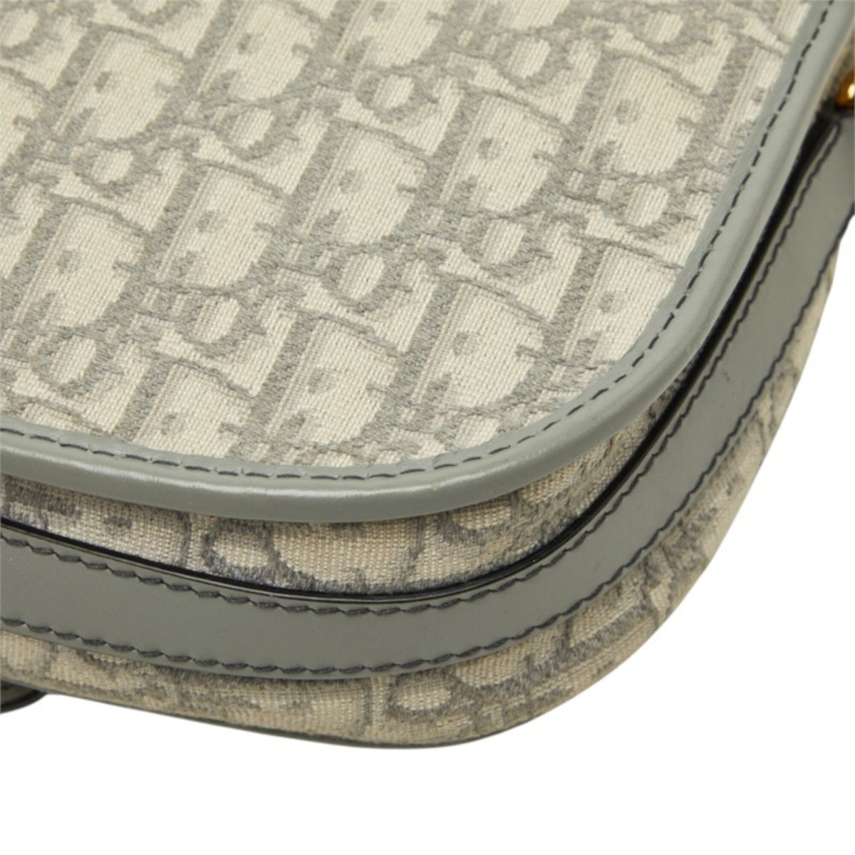 Christian Dior Gold Gray Canvas Leather Shoulder Bag (Pre-Owned)