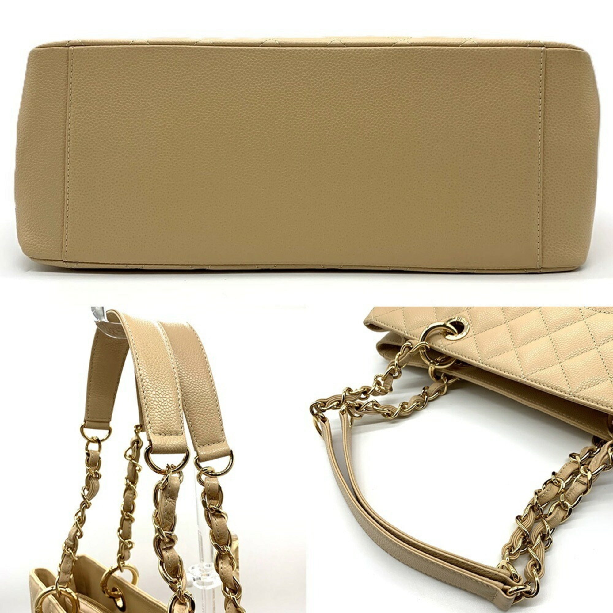 Chanel Beige Grained Calfskin Tote Bag (Pre-Owned)