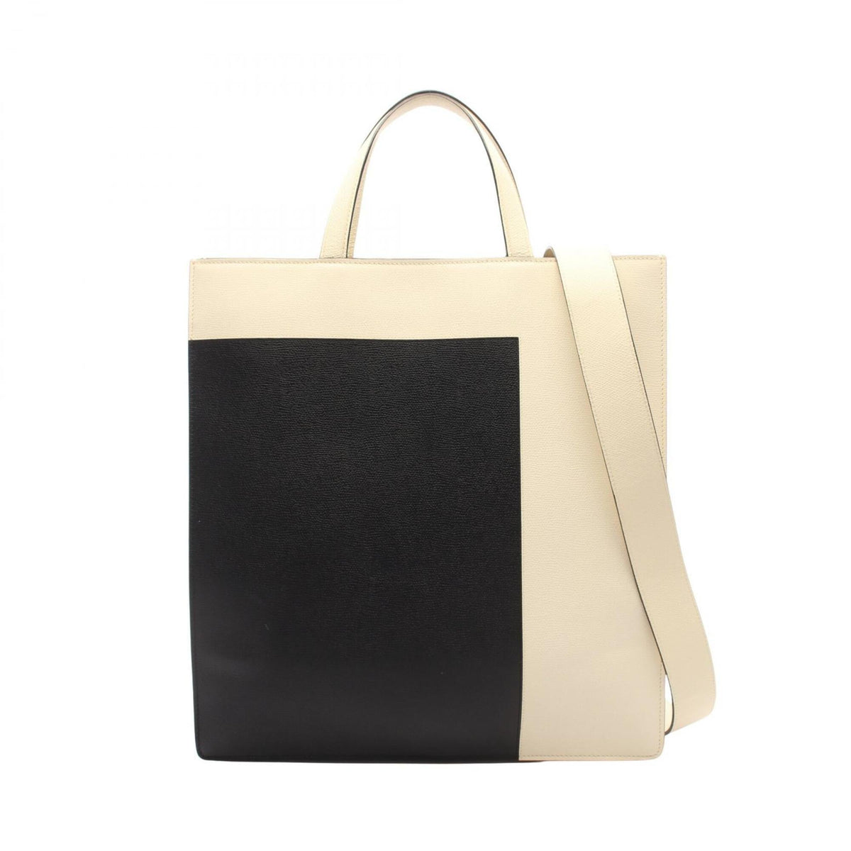 Valextra Black Ivory Leather Handbag Tote Bag (Pre-Owned)
