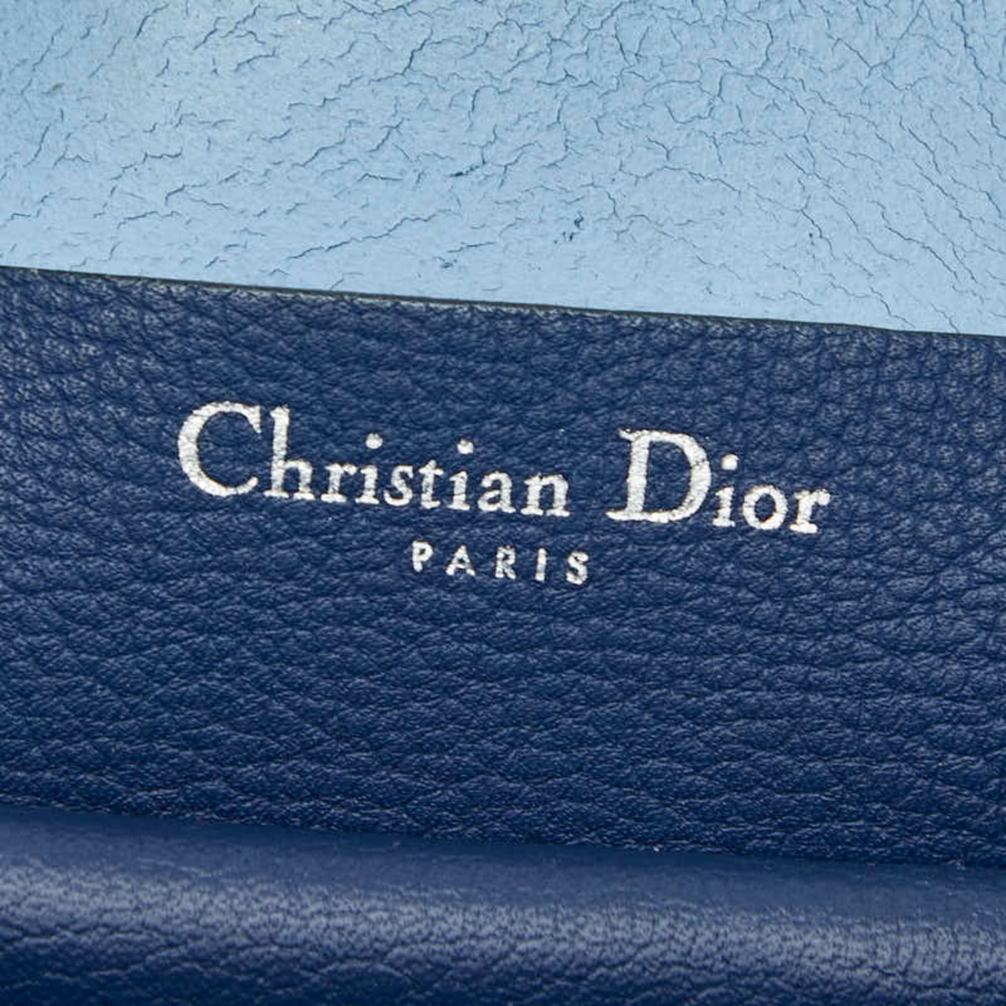 Christian Dior Navy Leather Handbag Tote Bag (Pre-Owned)