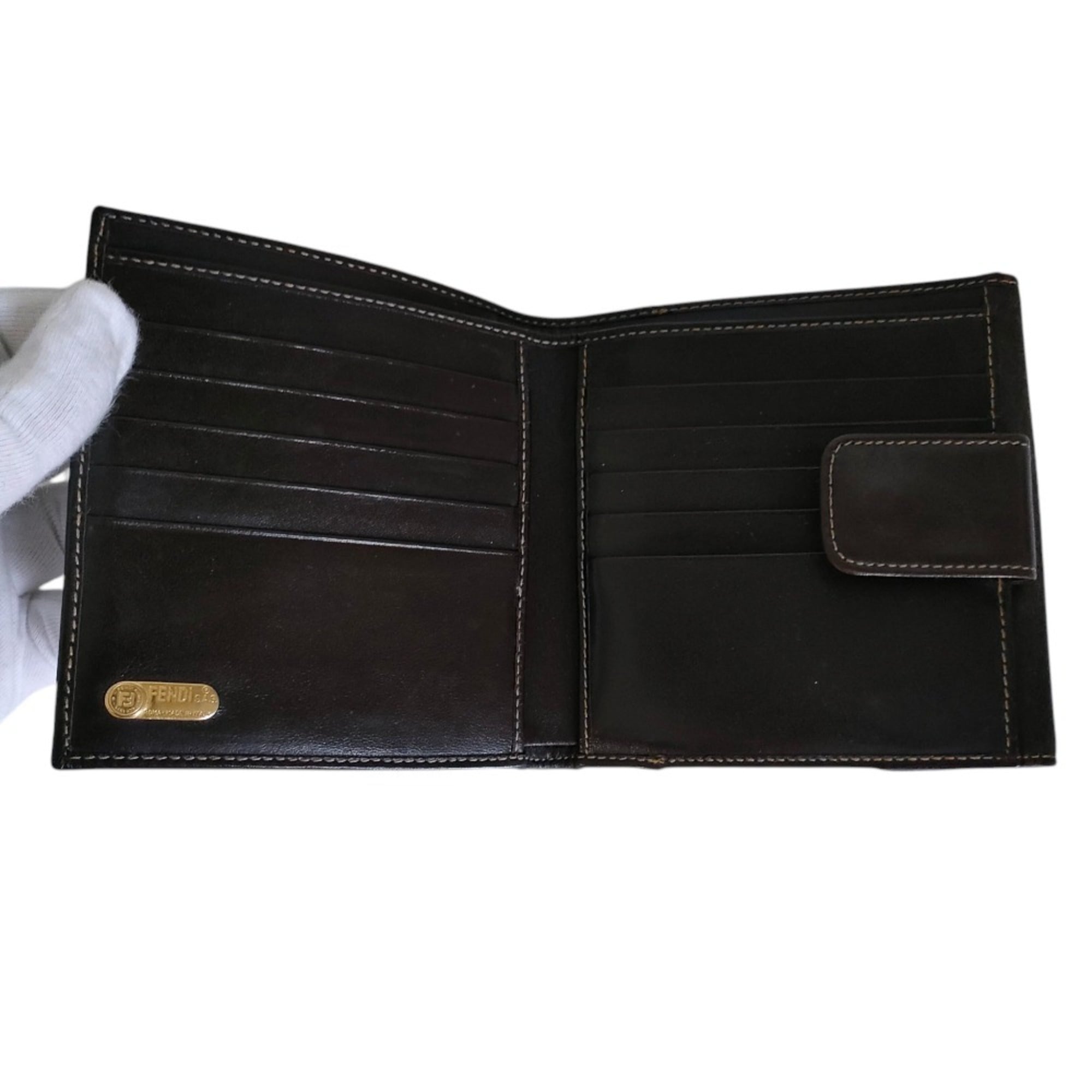 Fendi Zucca Brown Canvas Leather Wallet (Bi-Fold) (Pre-Owned)