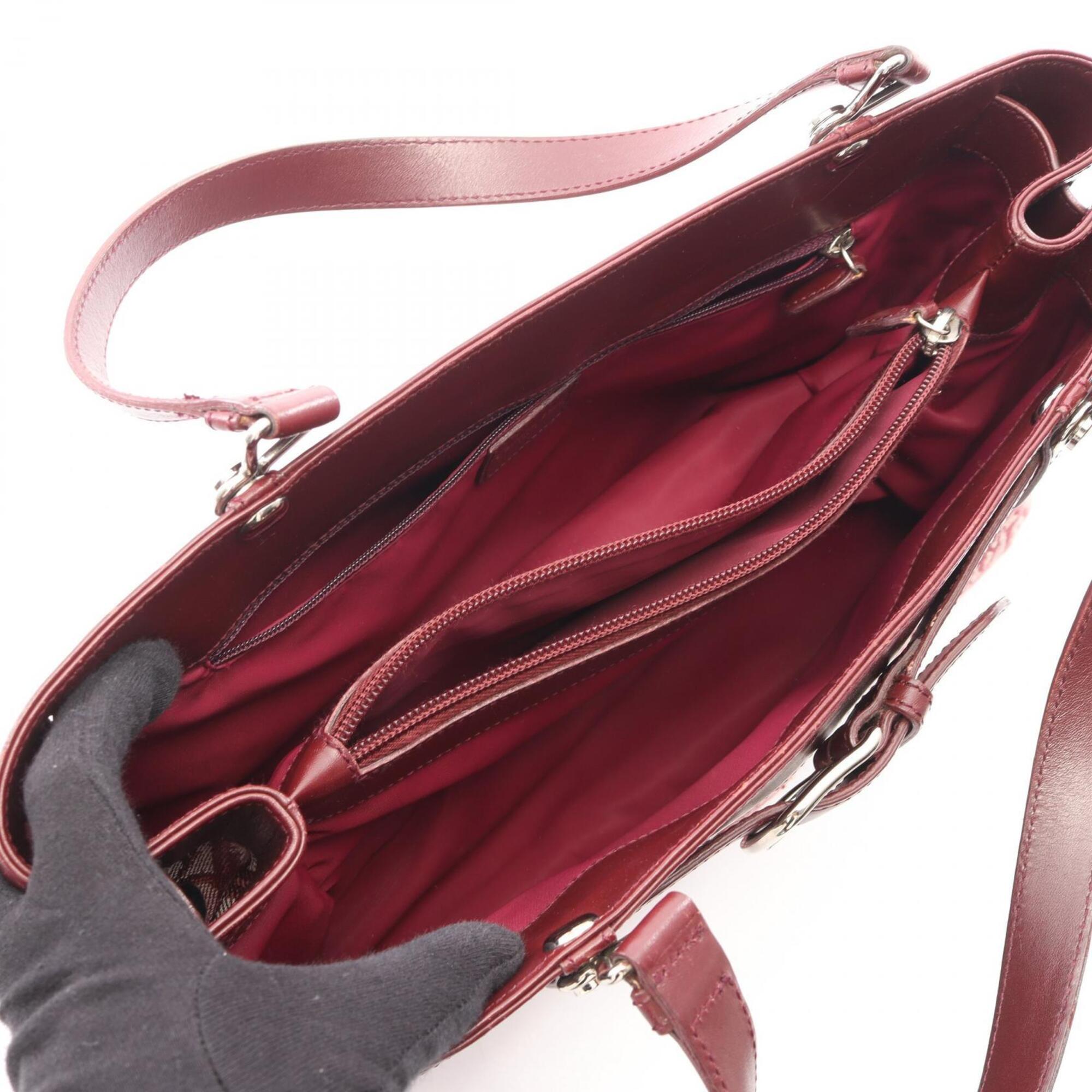 Christian Dior Bordeaux Canvas Leather Handbag (Pre-Owned)