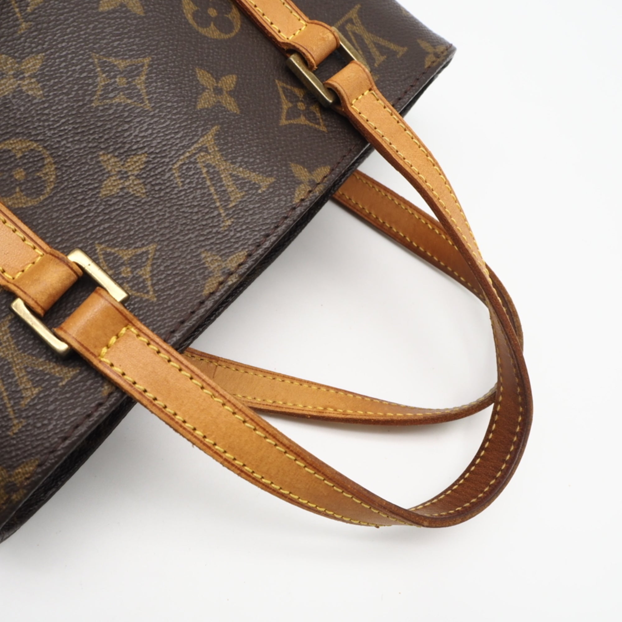 Louis Vuitton Monogram Beige Brown Coated Canvas Leather Handbag (Pre-Owned)