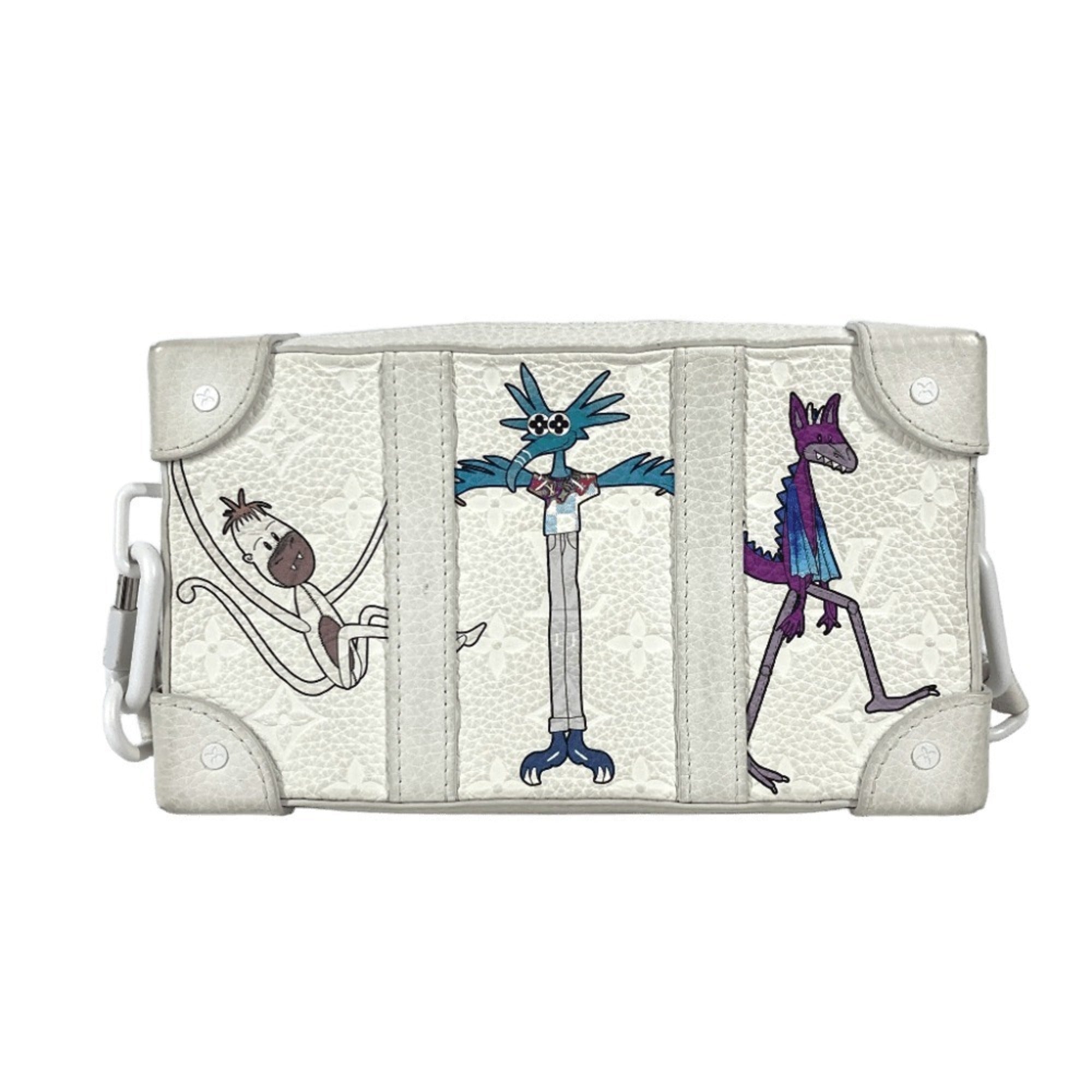 Louis Vuitton White Leather Clutch Bag Shoulder Bag (Pre-Owned)