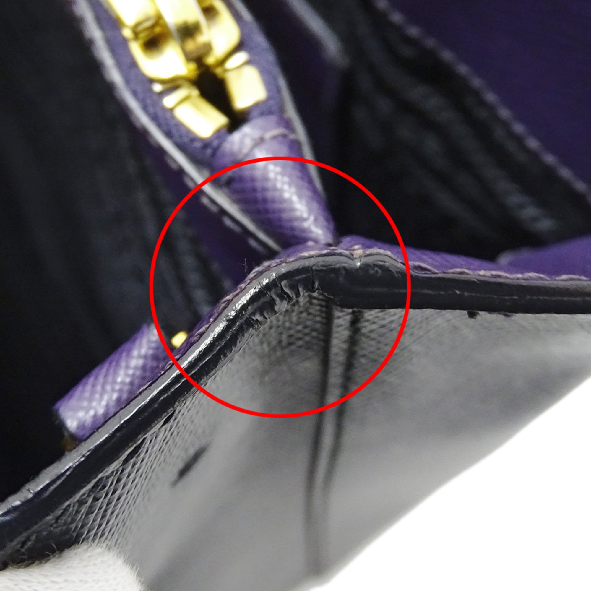 Prada Black Purple Leather Handbag Shoulder Bag (Pre-Owned)