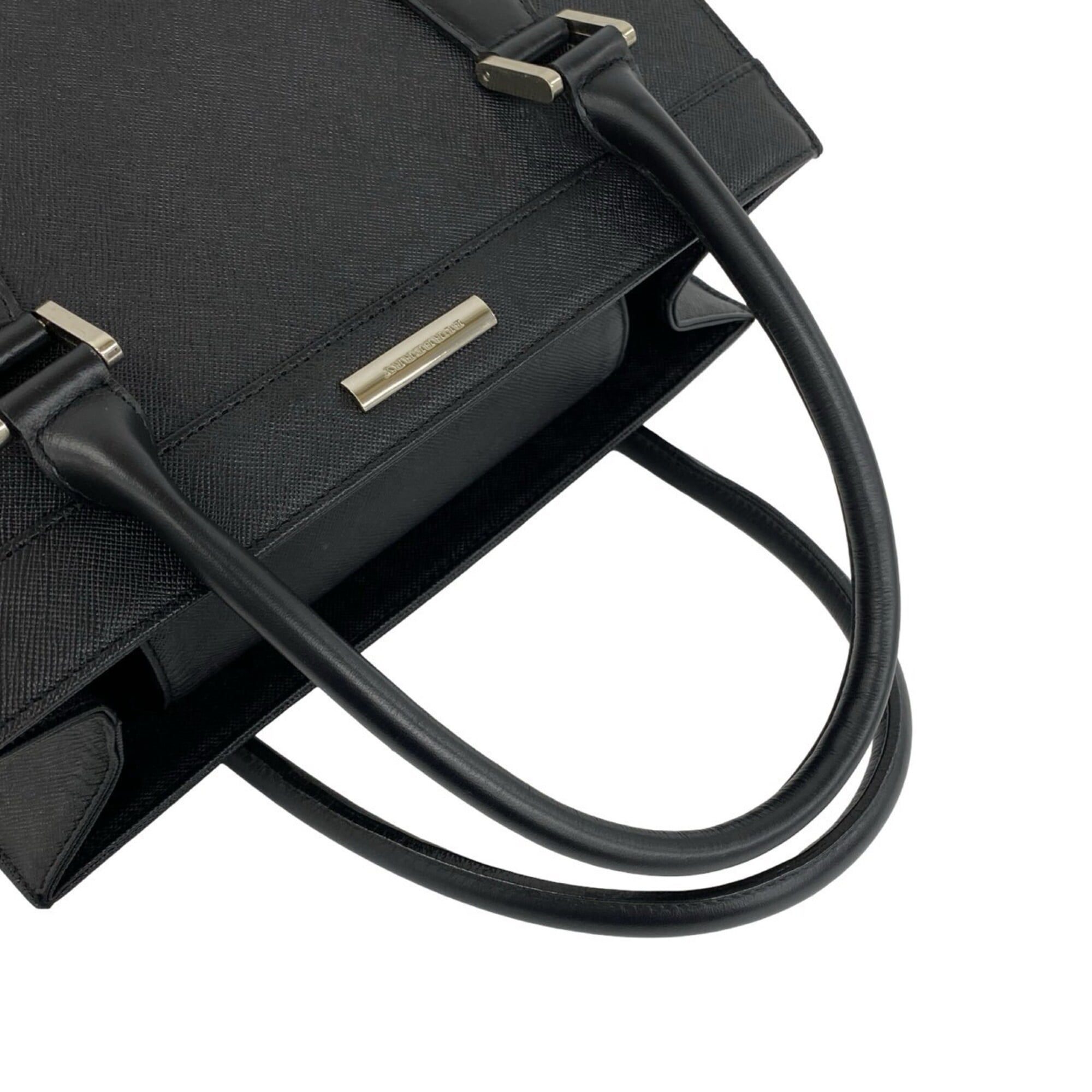 Burberry Black Leather Handbag Tote Bag (Pre-Owned)