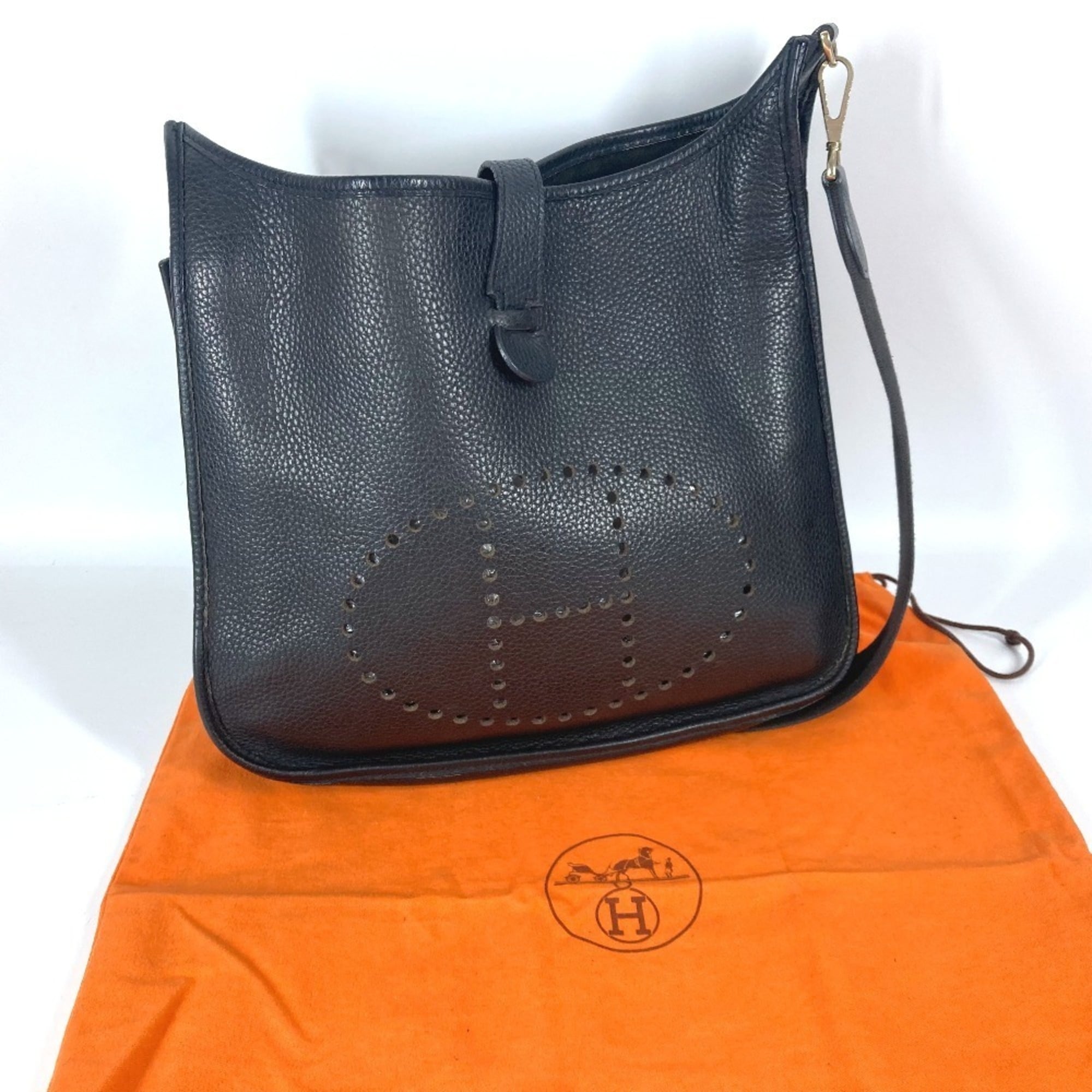 Hermes Black Taurillon Clemence Leather Shoulder Bag (Pre-Owned)