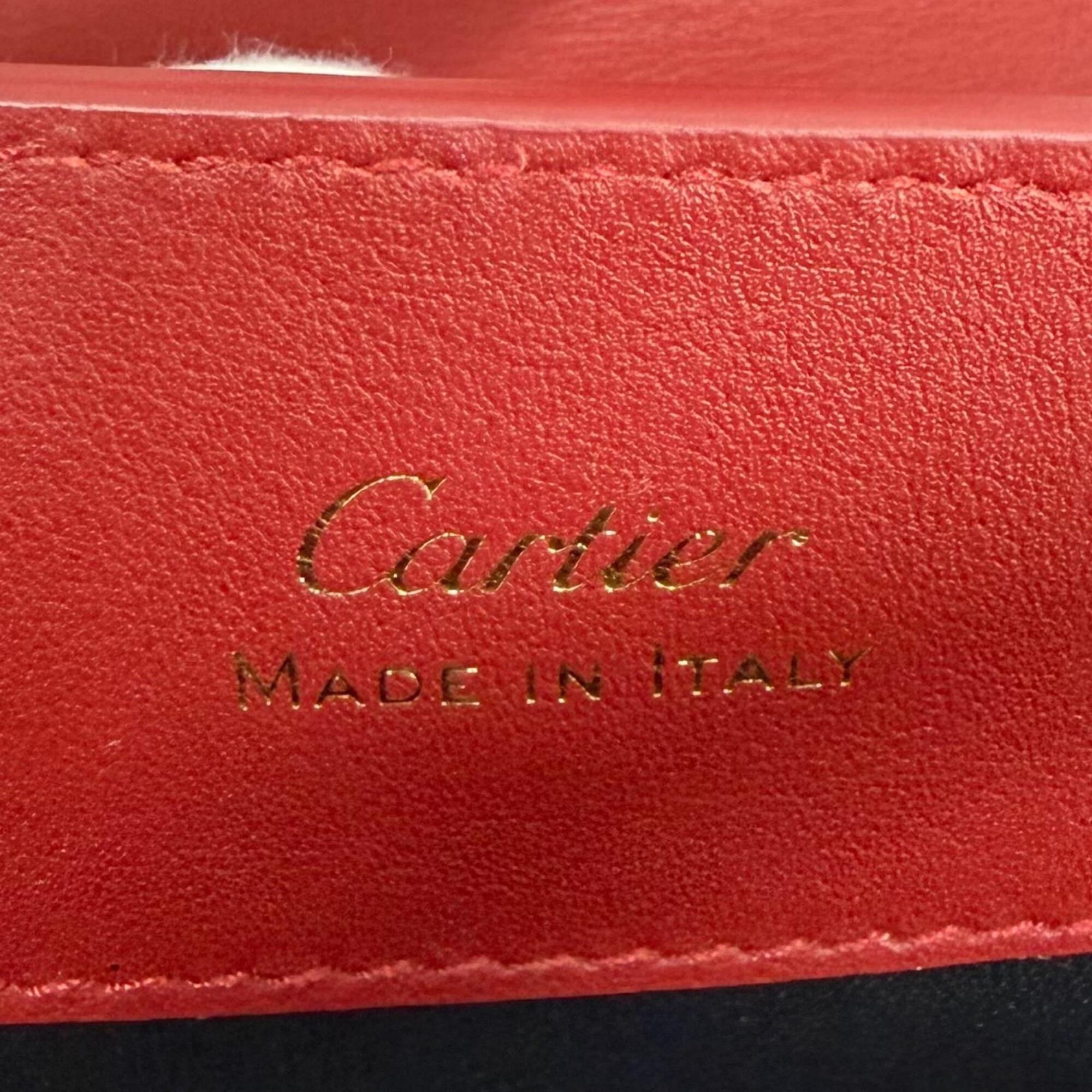 Cartier Red Color Leather Shoulder Bag (Pre-Owned)