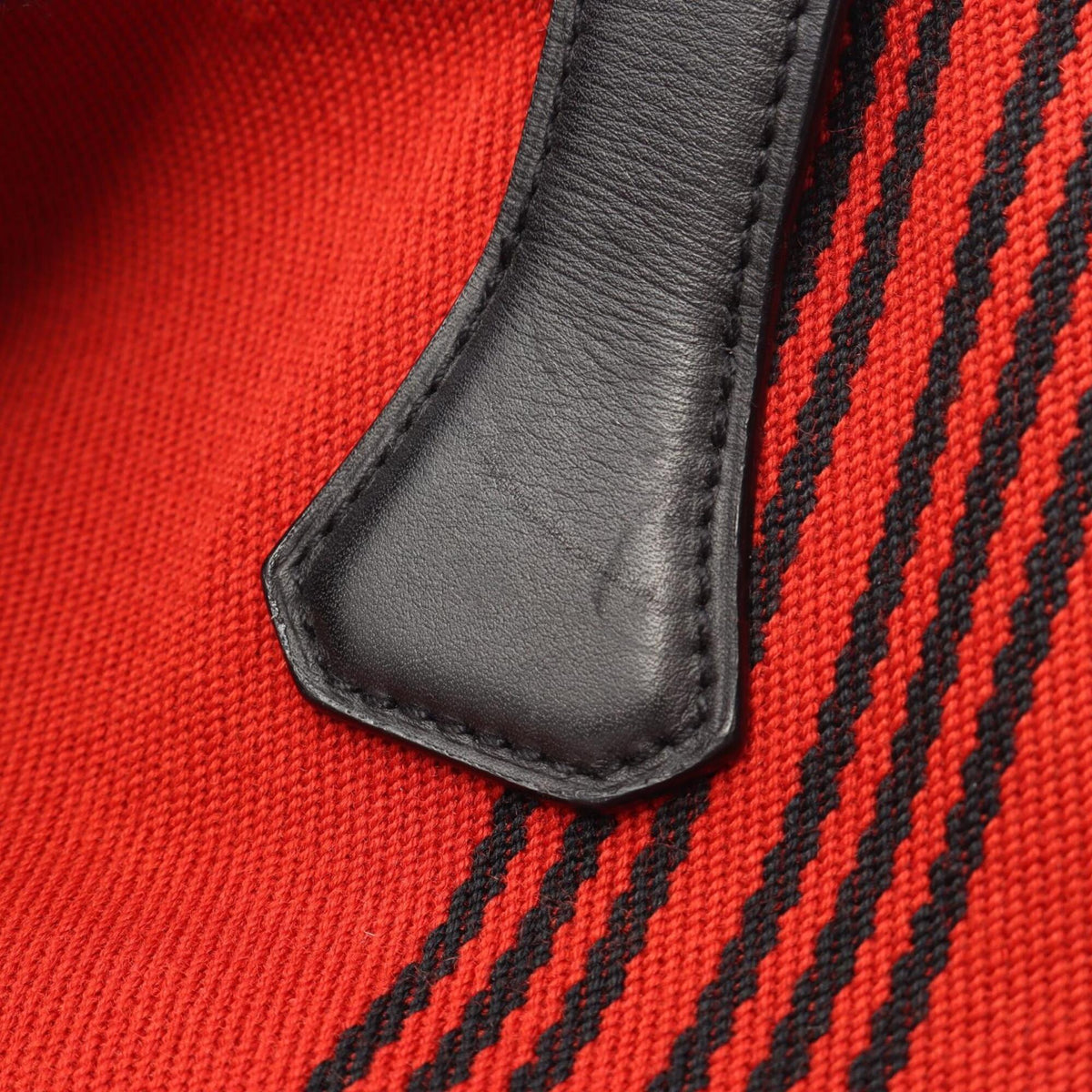 Hermes Black Red Color Canvas Swift Leather Handbag Tote Bag (Pre-Owned)