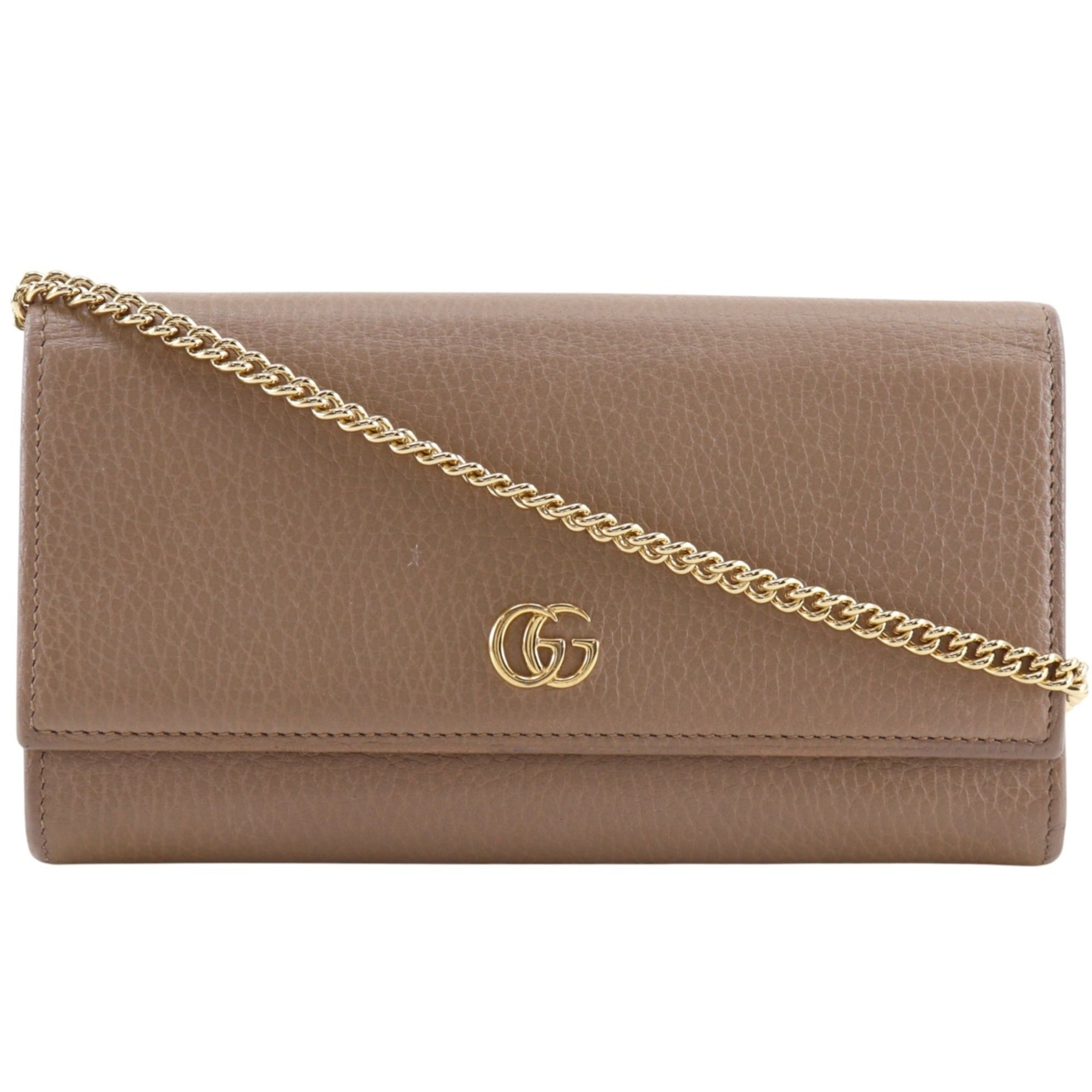 Gucci Beige Leather Chain/Shoulder Wallet (Pre-Owned)