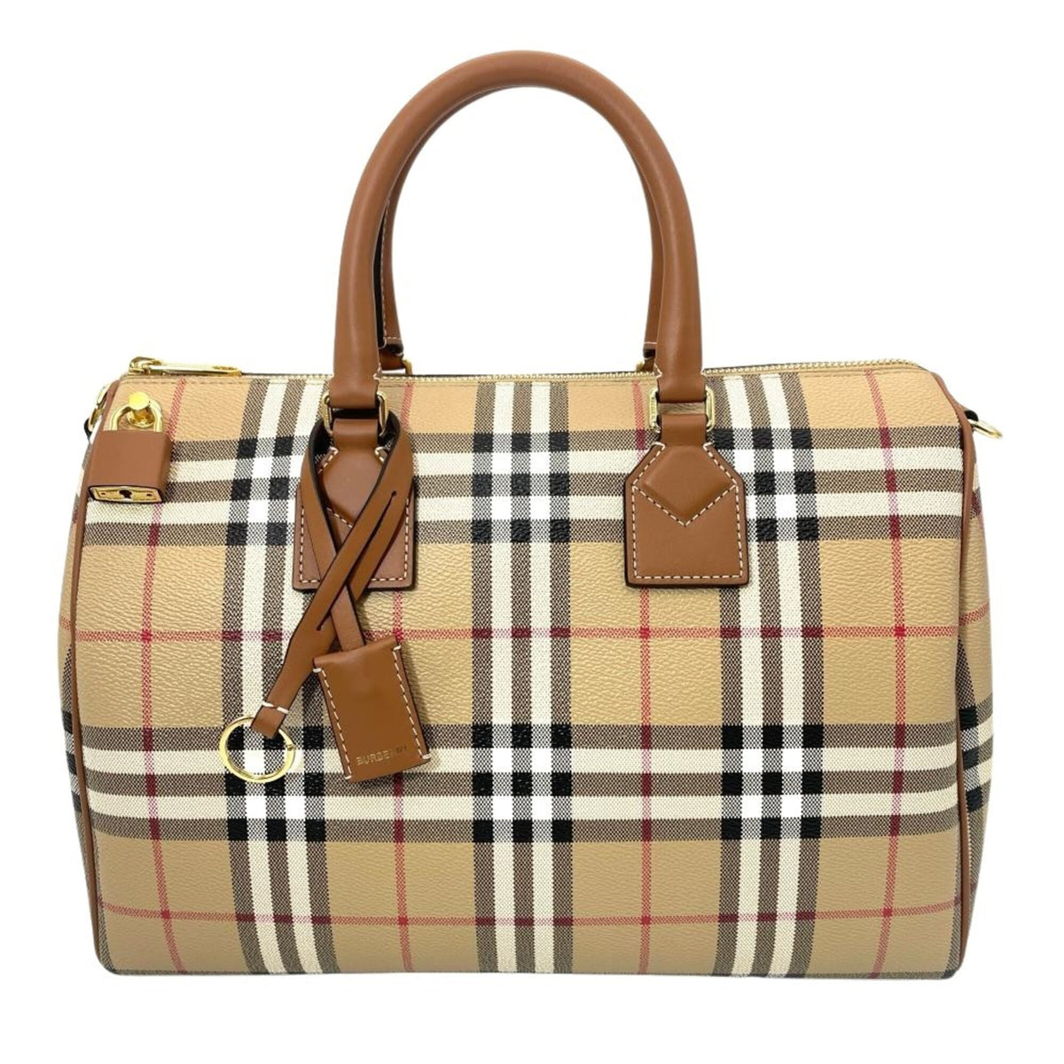 Burberry Beige Polyester Elastane Cotton Leather Boston Bag (Pre-Owned)
