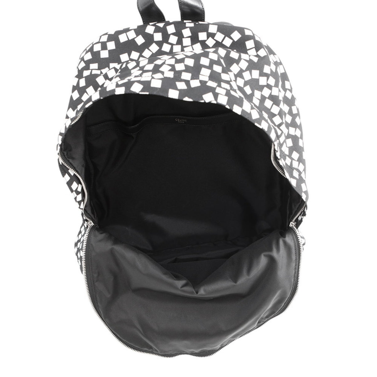 Celine Black White Nylon Canvas Leather Backpack (Pre-Owned)