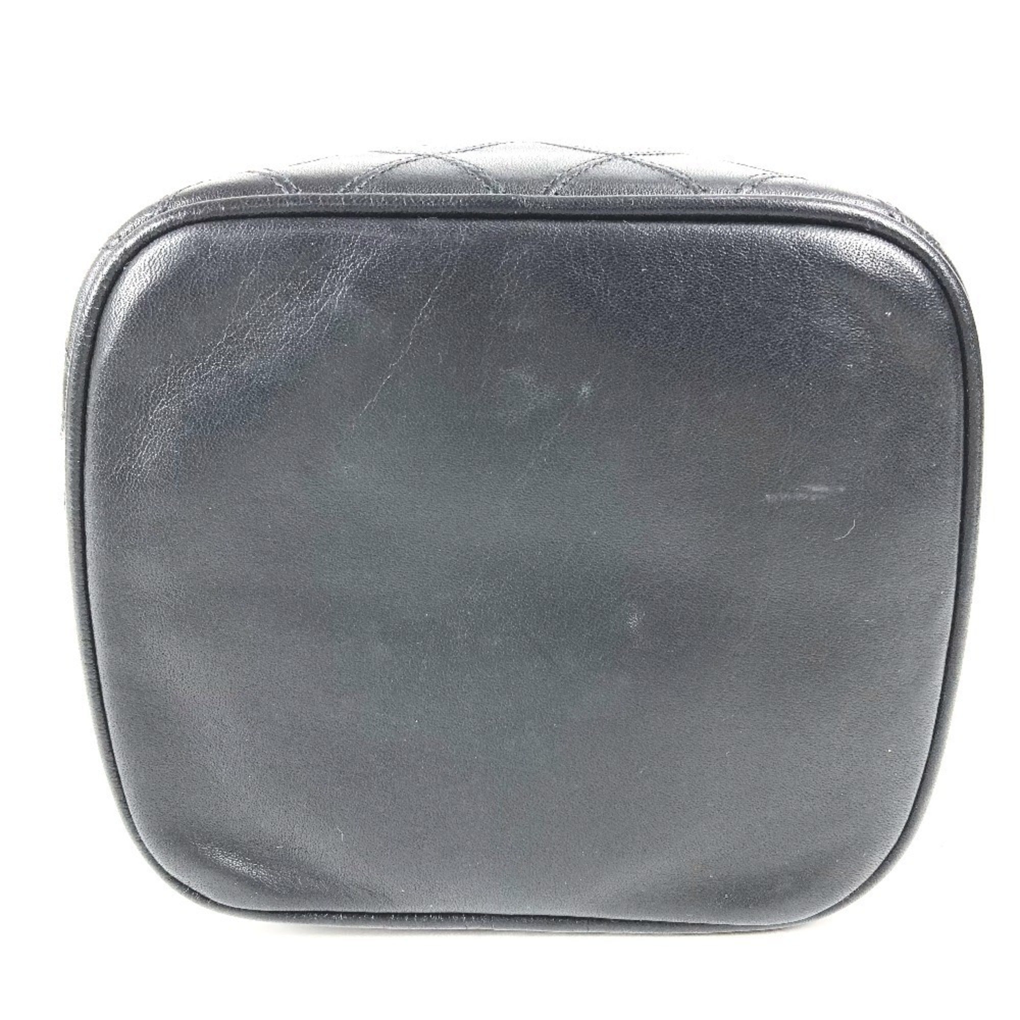 Chanel Black Leather Handbag Pouch Vanity Bag (Pre-Owned)