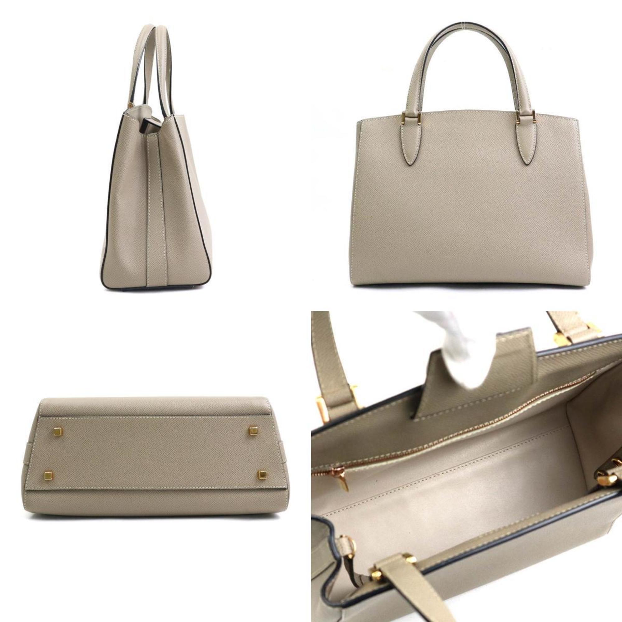 Valextra Grayish Leather Handbag Shoulder Bag (Pre-Owned)