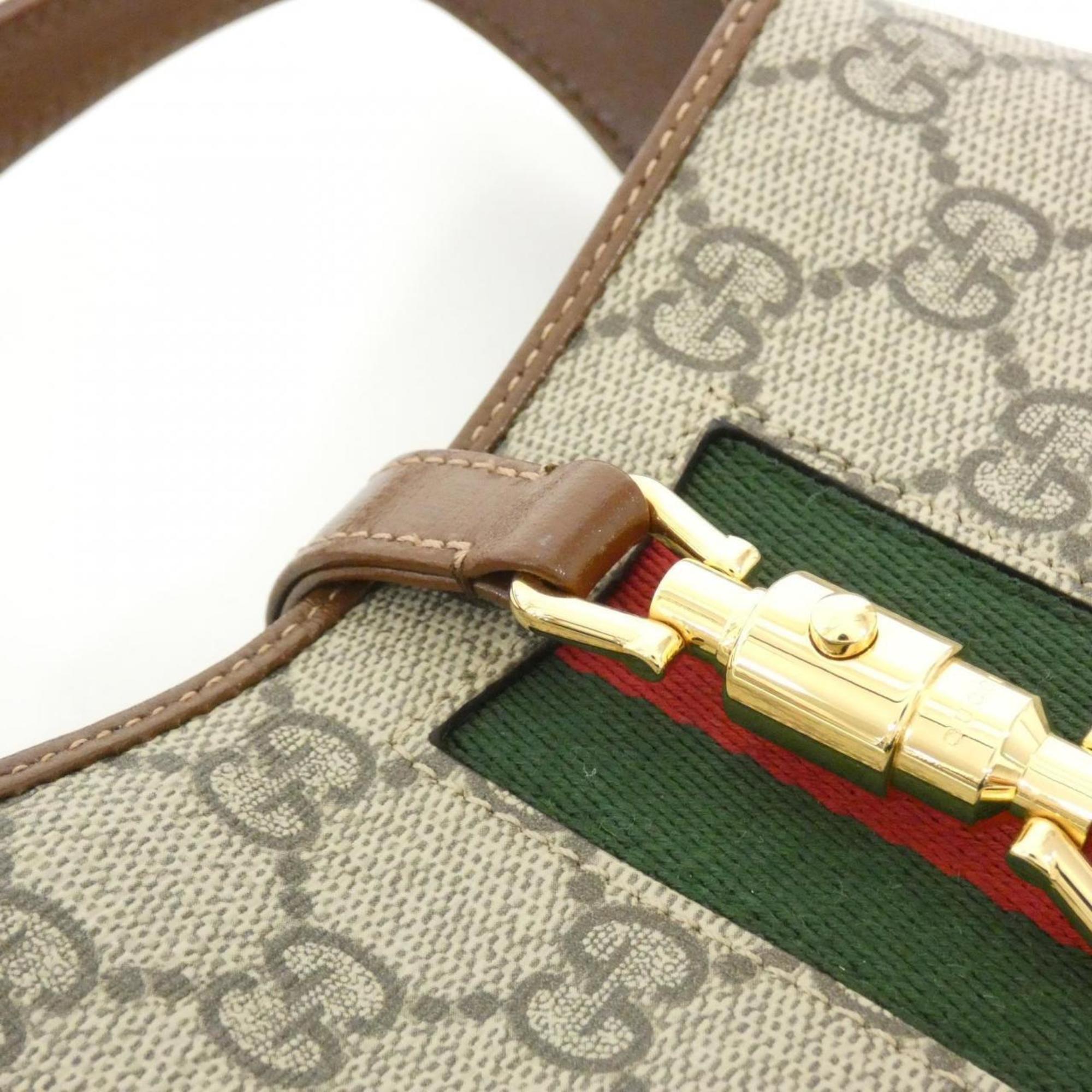 Gucci Beige Brown Gg Supreme Leather Handbag (Pre-Owned)