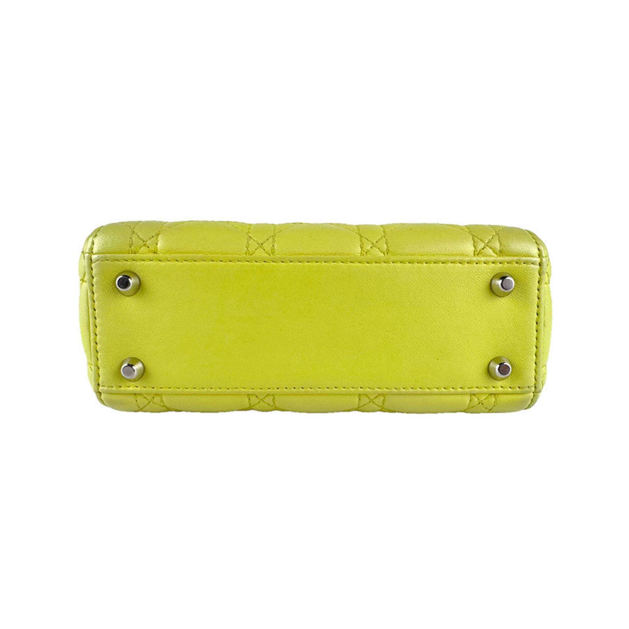 Christian Dior Green Yellow Leather Handbag Shoulder Bag (Pre-Owned)
