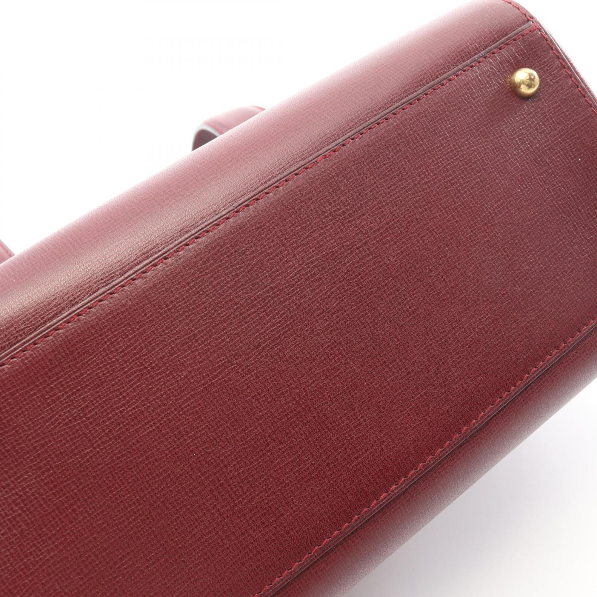 Cartier Bordeaux Leather Boston Bag Handbag (Pre-Owned)