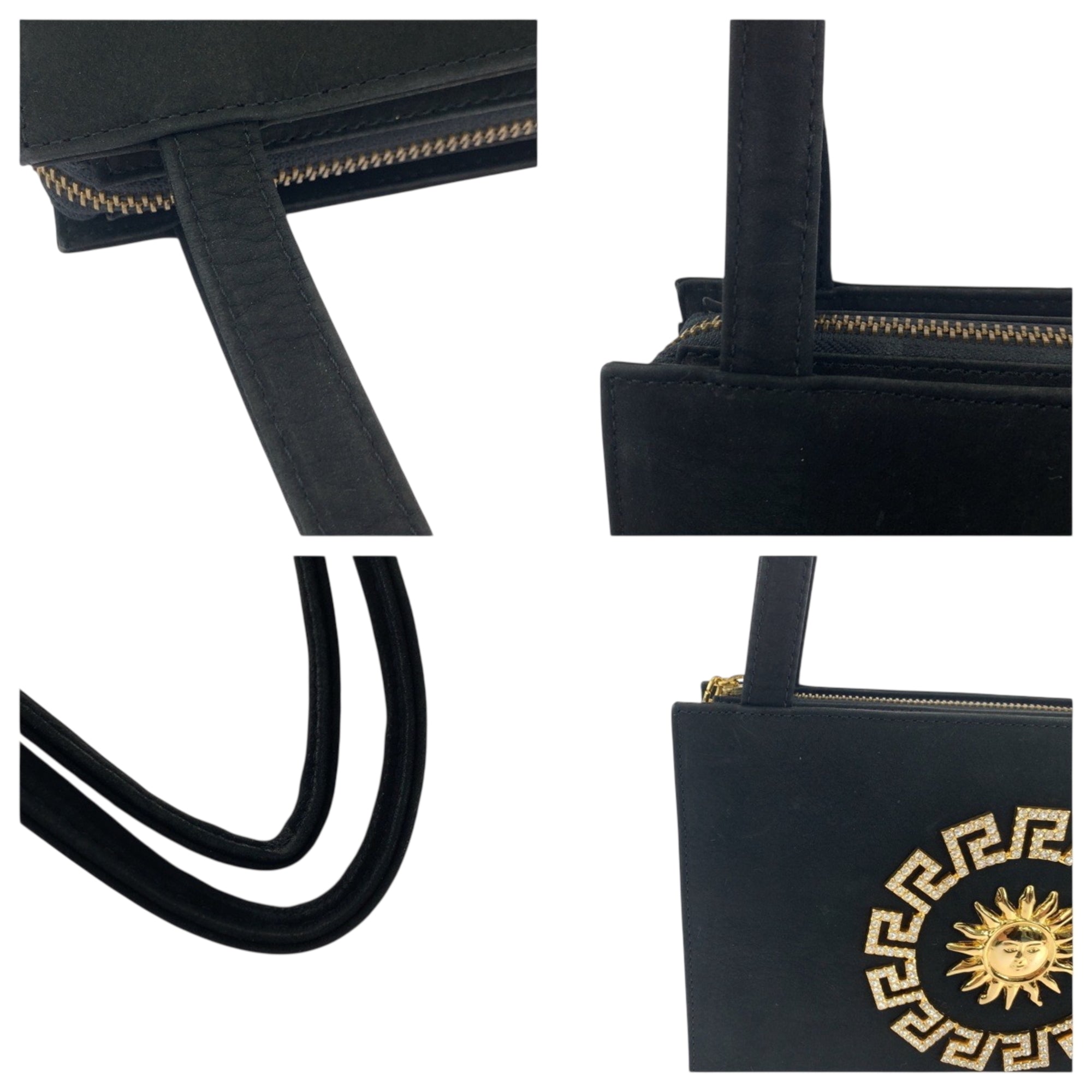 Versace Black Suede Shoulder Bag Tote Bag (Pre-Owned)