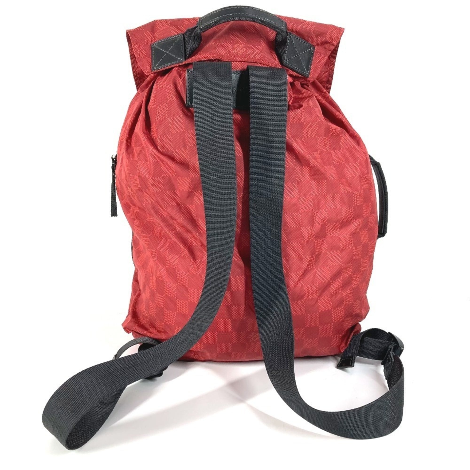 Louis Vuitton Black Red Color Nylon Backpack (Pre-Owned)