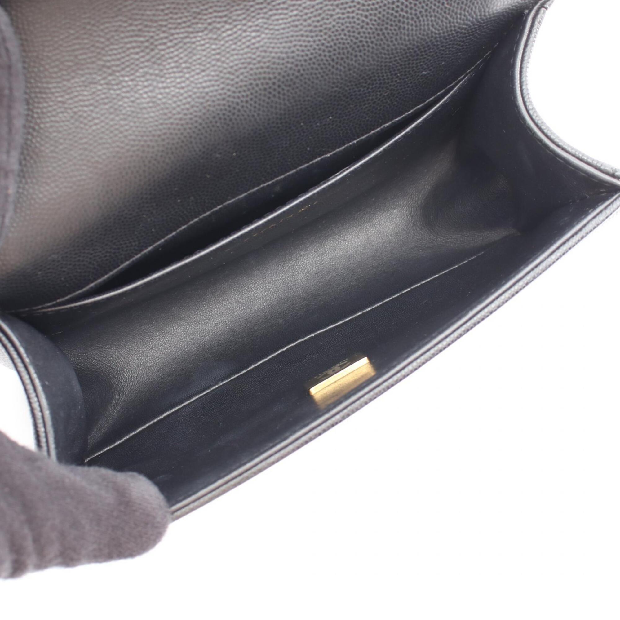 Chanel Black Grained Calfskin Handbag Shoulder Bag (Pre-Owned)