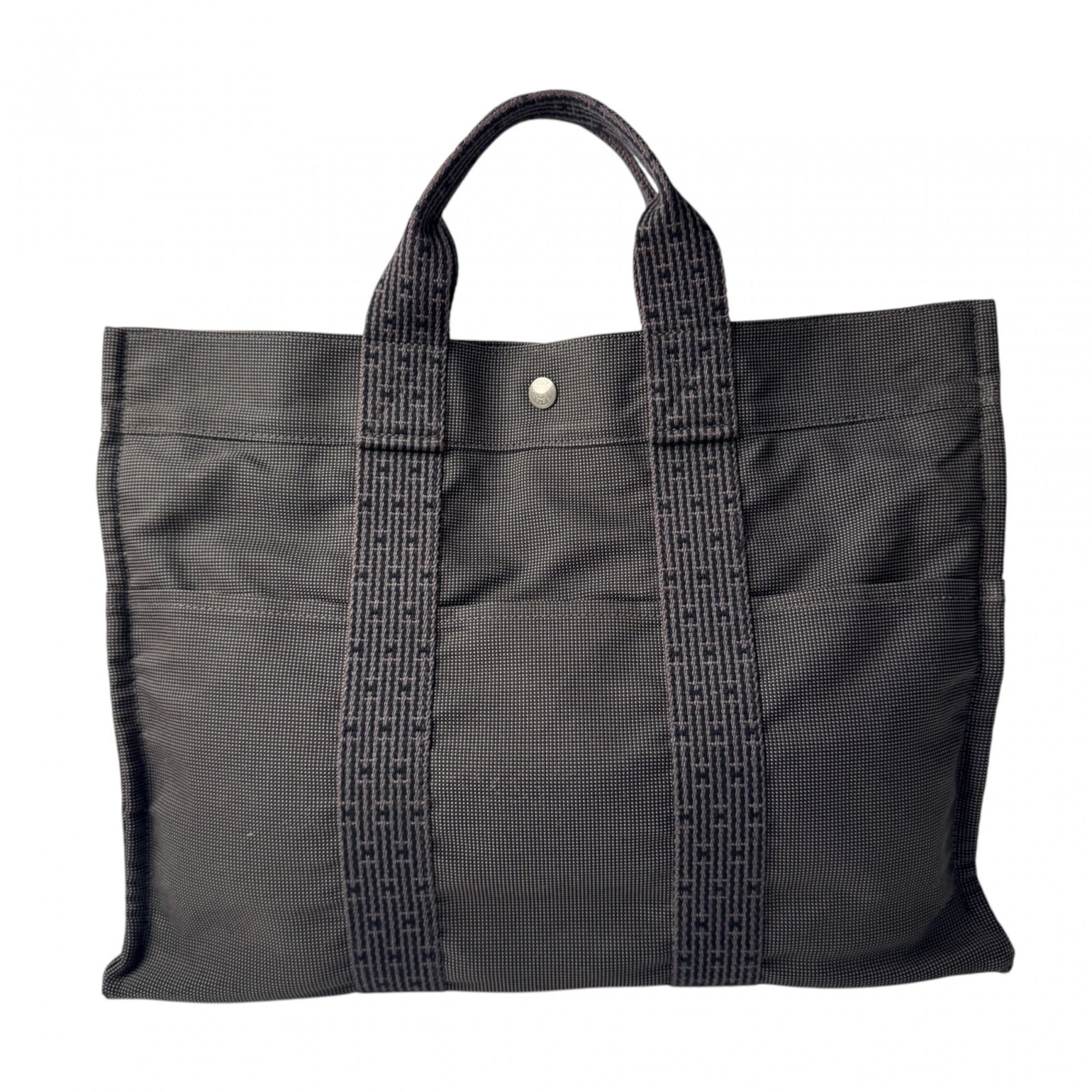 Hermes Gray Canvas Tote Bag (Pre-Owned)