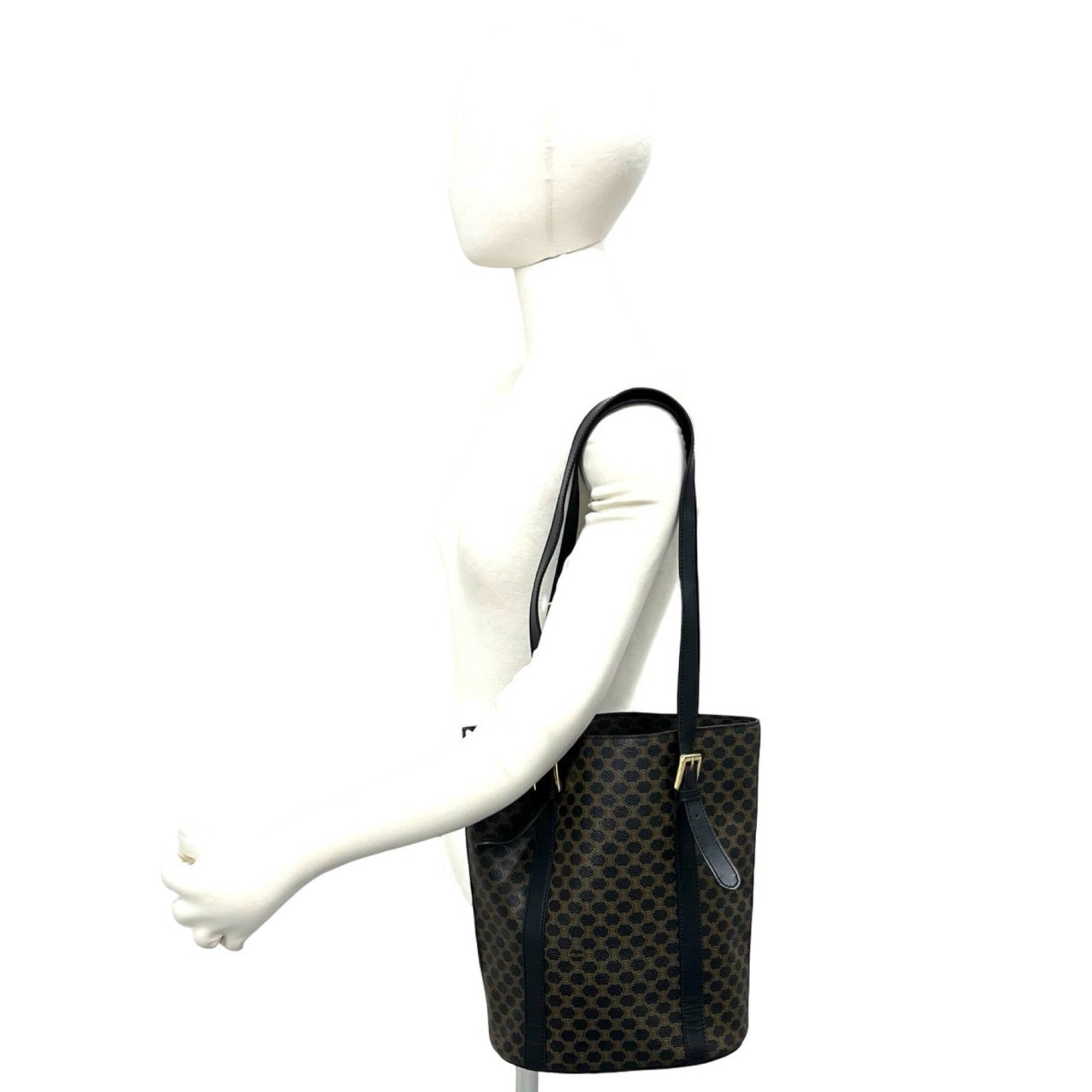 Celine Black Brown Leather Pvc Shoulder Bag Tote Bag (Pre-Owned)