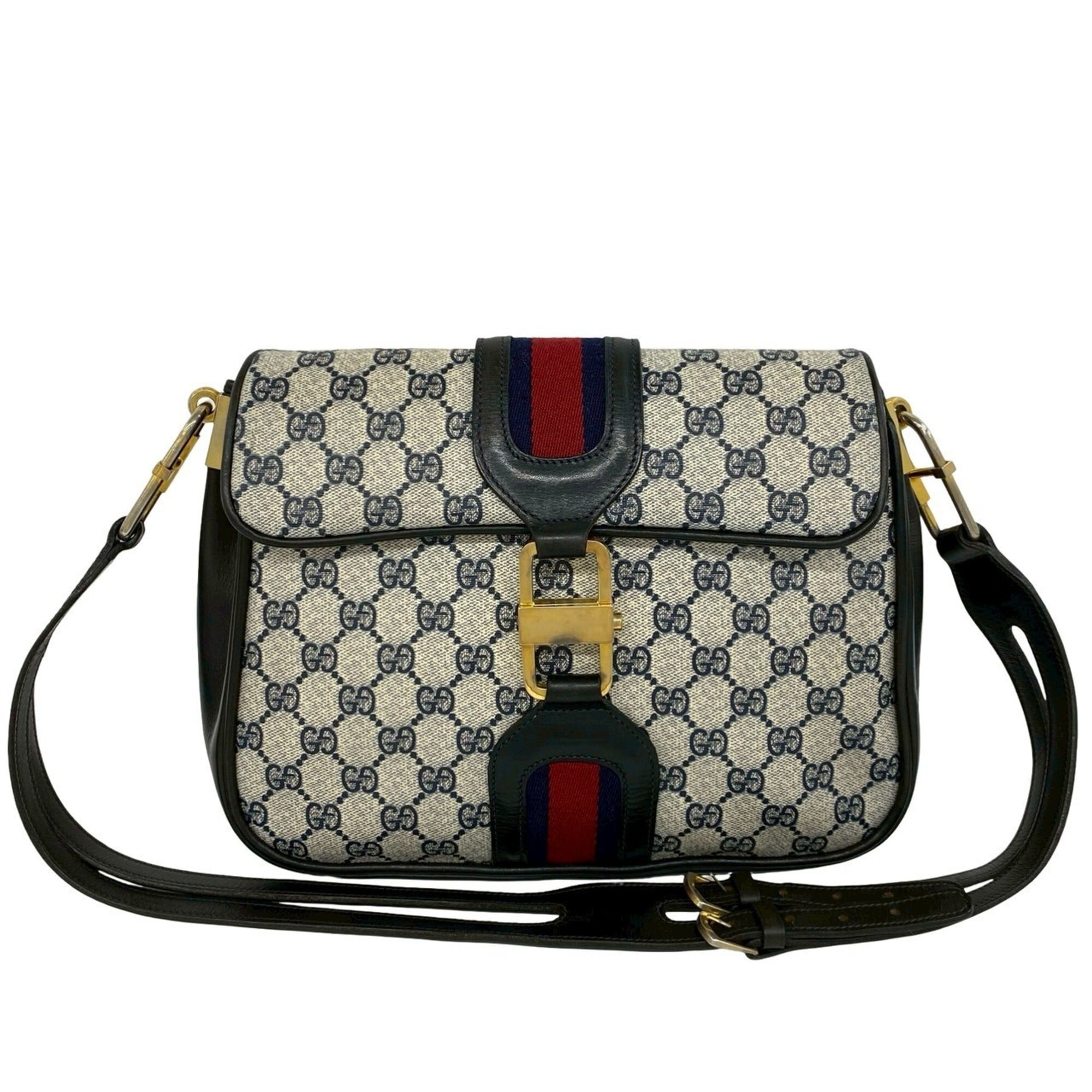 Gucci Navy Red Color Leather Pvc Pochette Shoulder Bag (Pre-Owned)