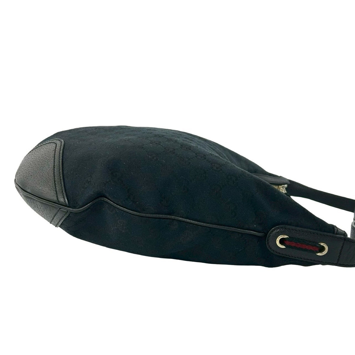 Gucci Black Navy Canvas Leather Shoulder Bag (Pre-Owned)