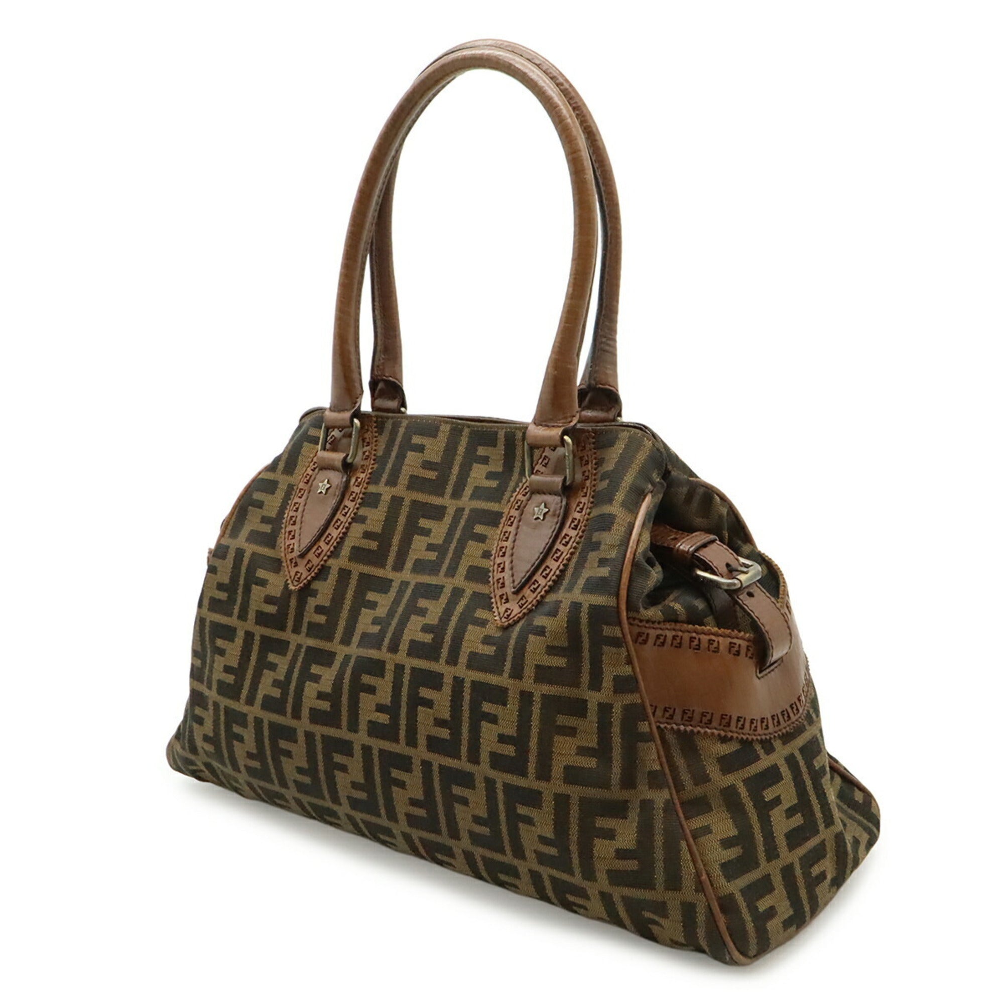 Fendi Dark Brown Khaki Brown Zucca Shoulder Bag Tote Bag (Pre-Owned)