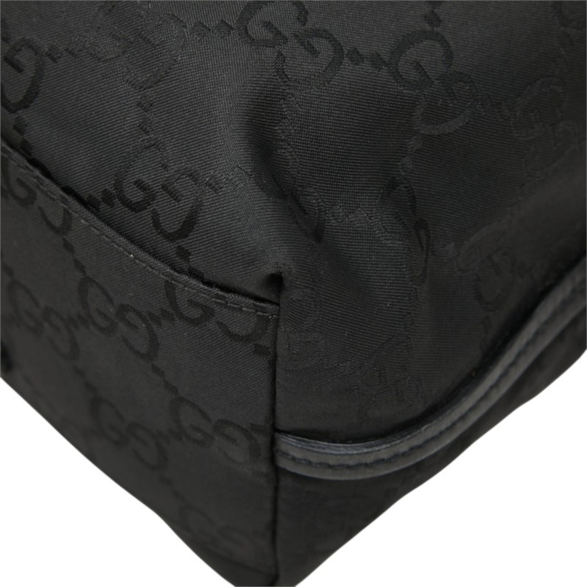 Gucci Black Nylon Leather Shoulder Bag Tote Bag (Pre-Owned)