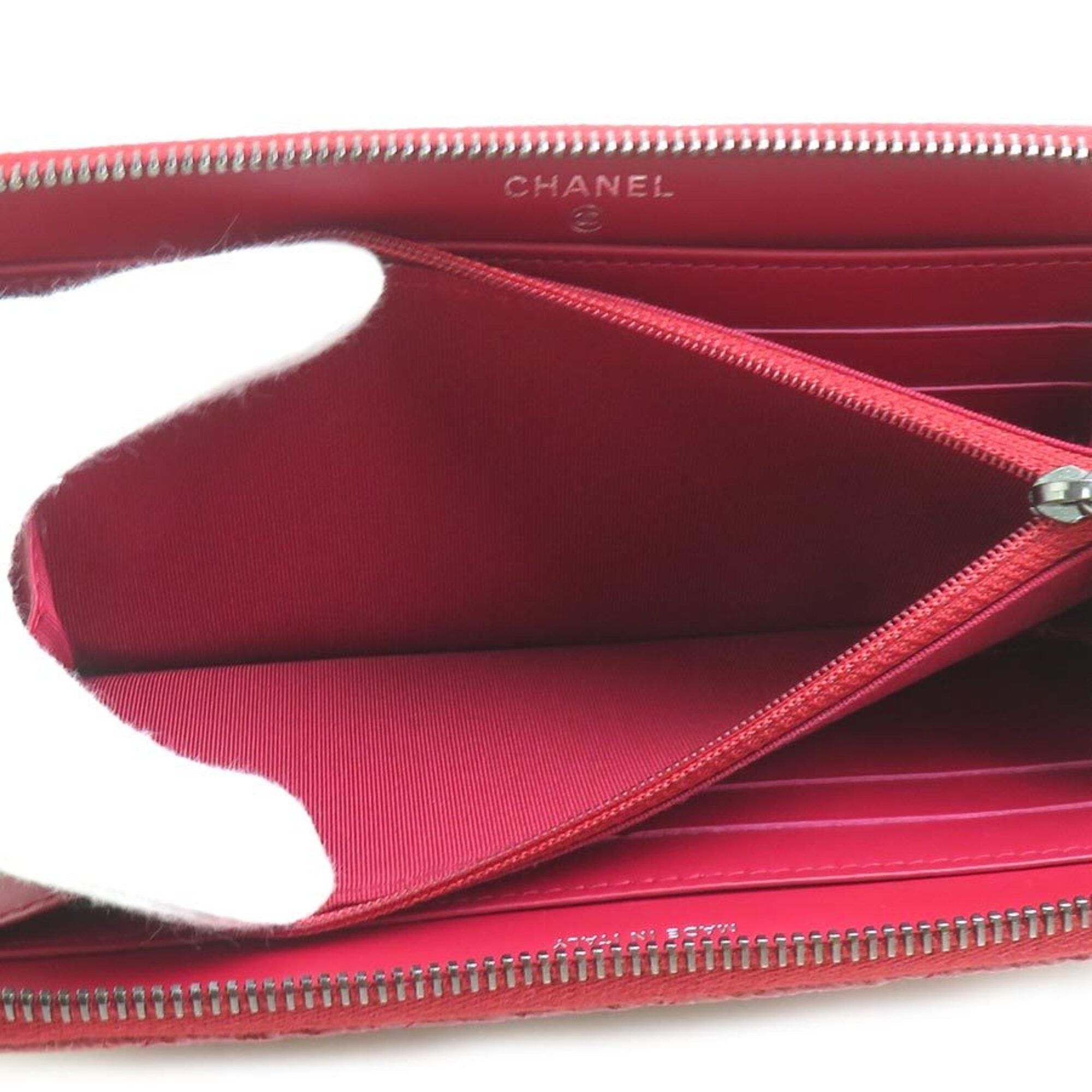 Chanel Pink Patent Leather Long Wallet (Bi-Fold) (Pre-Owned)