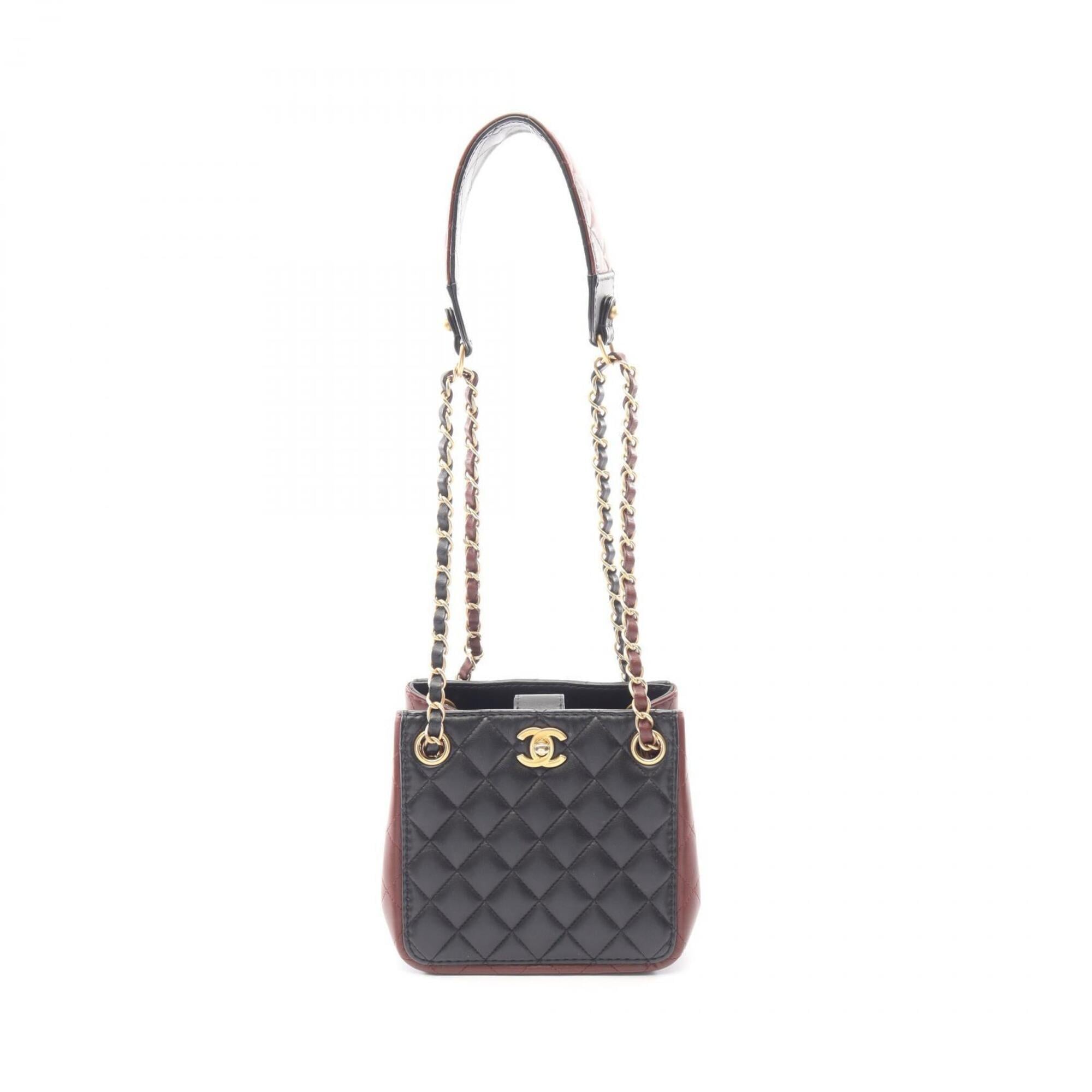 Chanel Black Brown Leather Handbag Shoulder Bag (Pre-Owned)