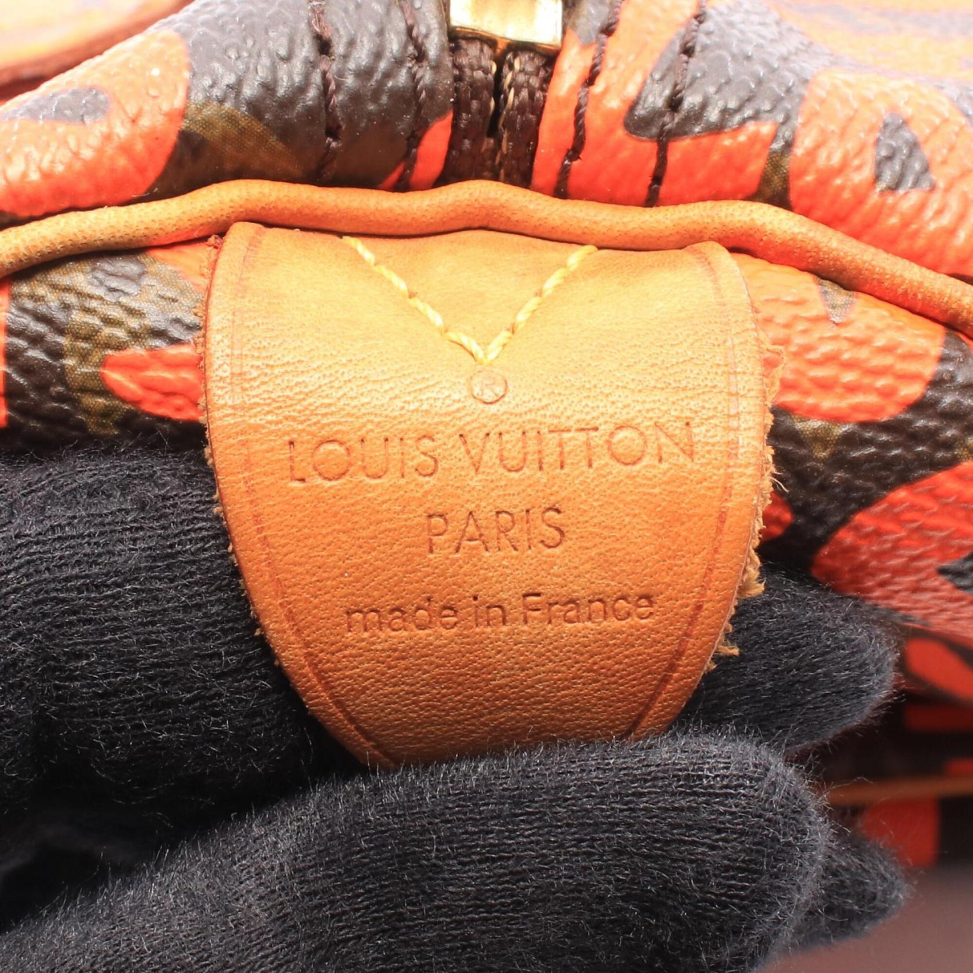 Louis Vuitton Brown Orange Coated Canvas Leather Handbag (Pre-Owned)