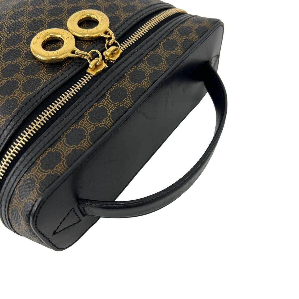 Celine Black Leather Pvc Handbag Shoulder Bag Vanity Bag (Pre-Owned)
