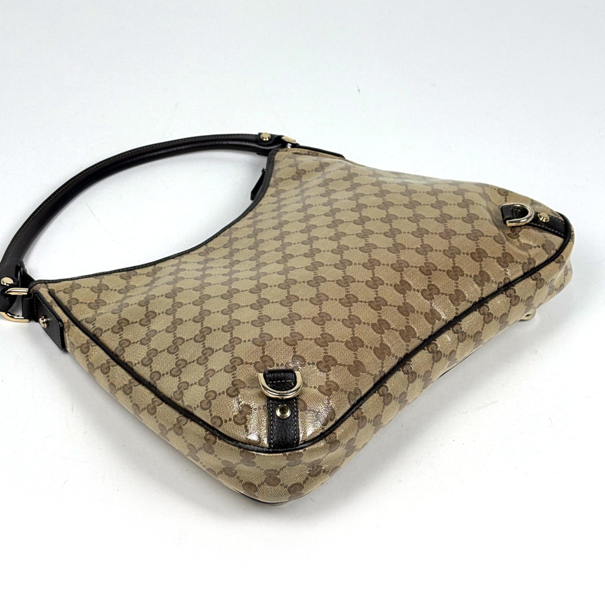 Gucci Brown Coated Canvas Leather Shoulder Bag (Pre-Owned)