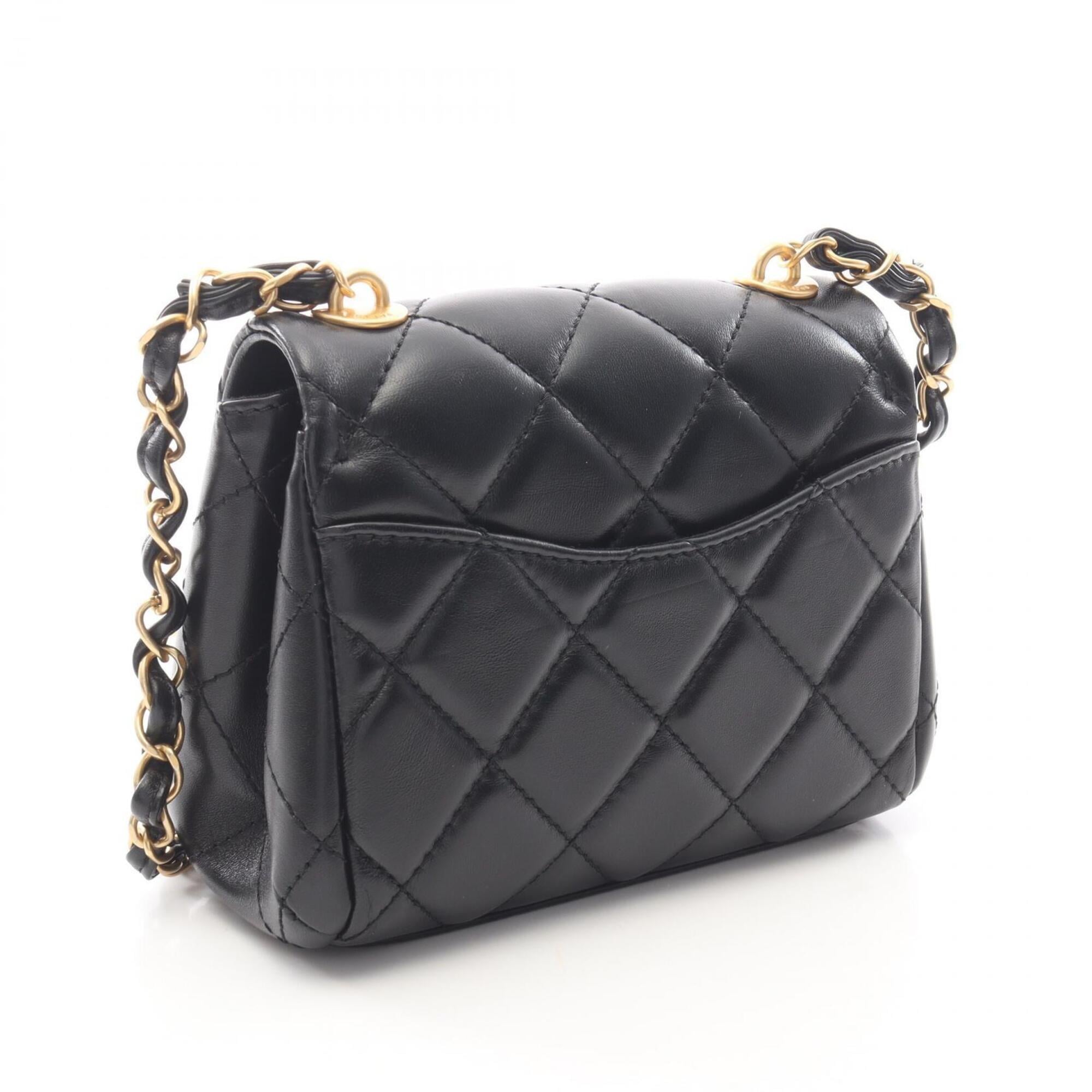 Chanel Black Leather Handbag Shoulder Bag (Pre-Owned)