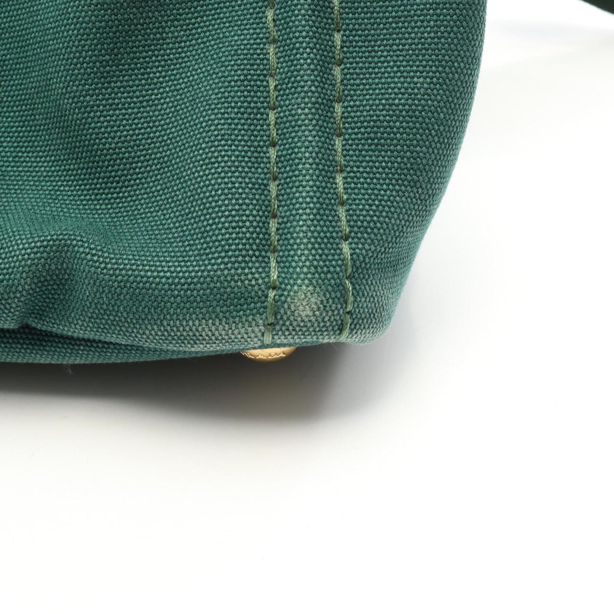 Prada Green Canvas Handbag Tote Bag (Pre-Owned)