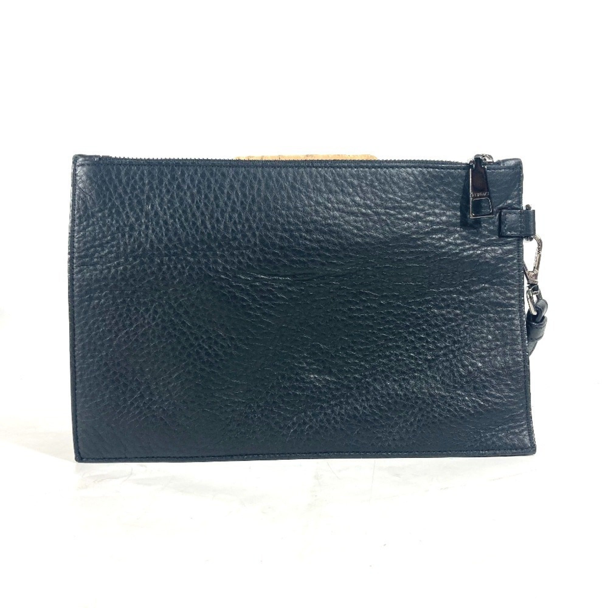 Versace Black Leather Clutch Bag Pouch (Pre-Owned)