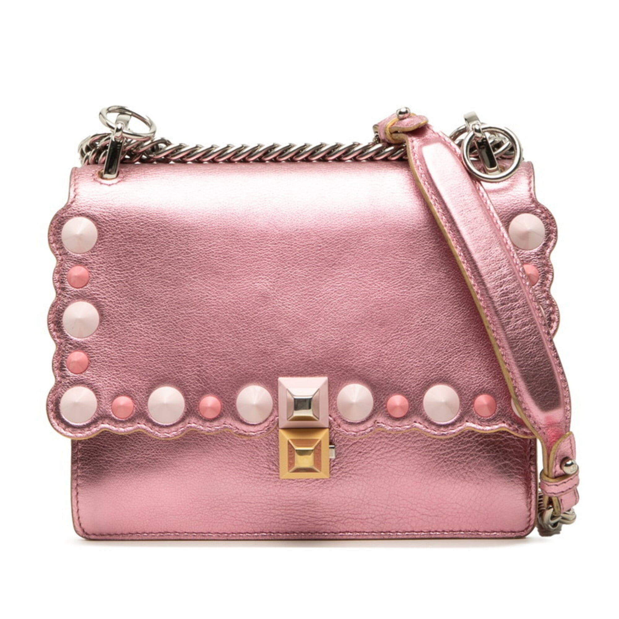 Fendi Metallic Pink Leather Shoulder Bag (Pre-Owned)