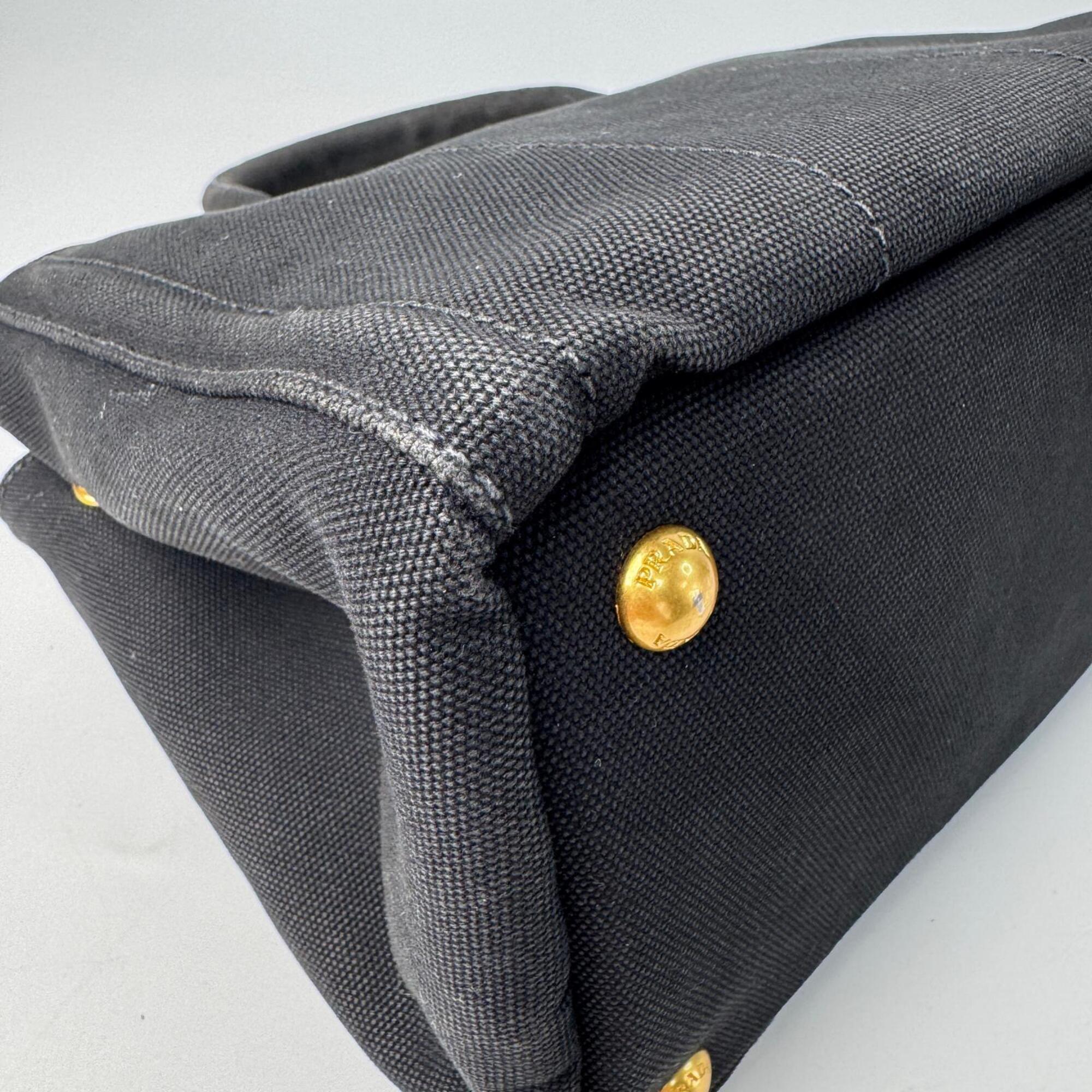Prada Black Canvas Handbag Shoulder Bag Tote Bag (Pre-Owned)