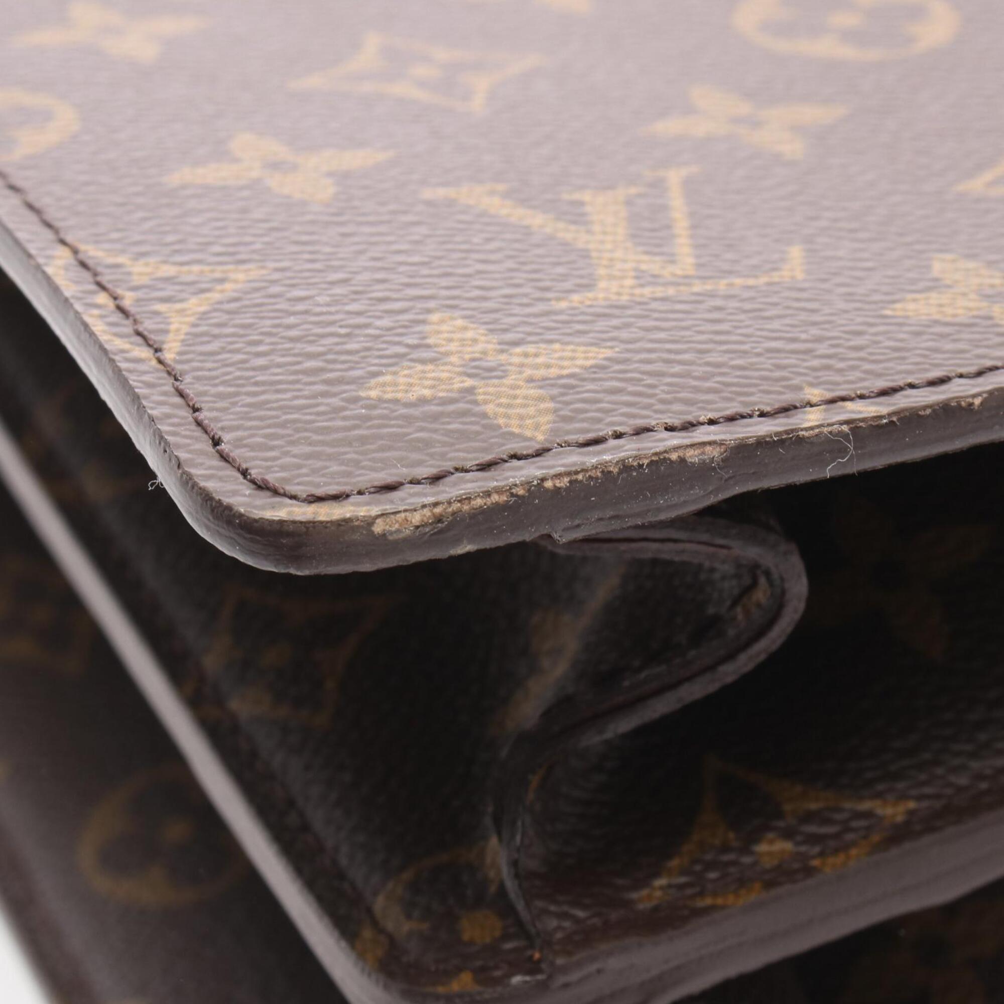 Louis Vuitton Brown Monogram Coated Canvas Monogram Leather Briefcase Handbag (Pre-Owned)