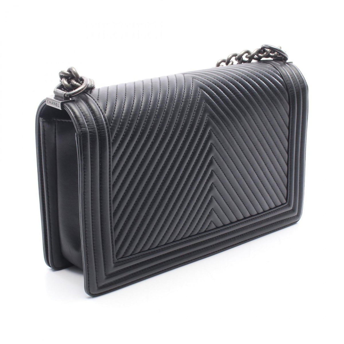 Chanel Black Leather Handbag Shoulder Bag (Pre-Owned)