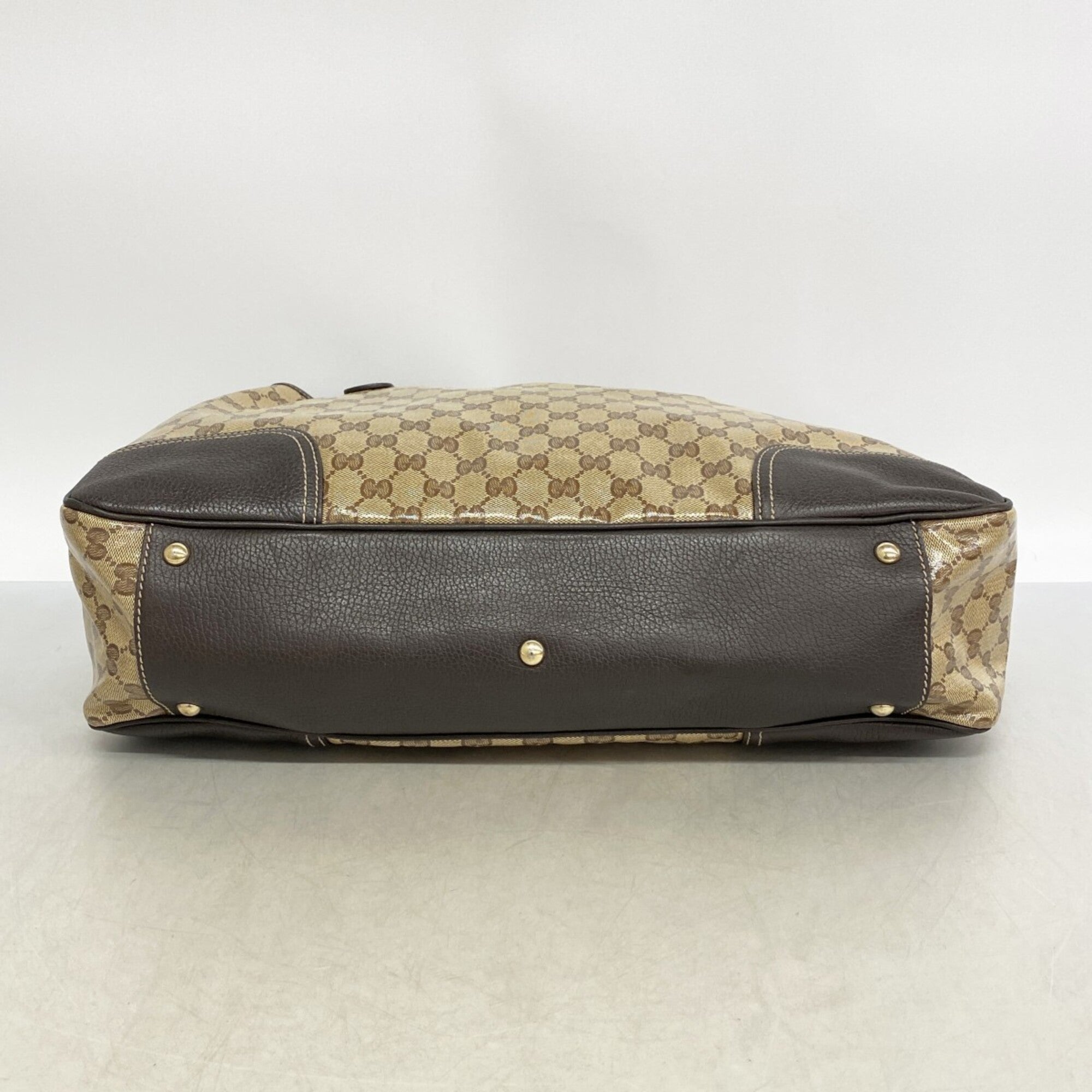 Gucci Beige Brown Coated Canvas Tote Bag (Pre-Owned)