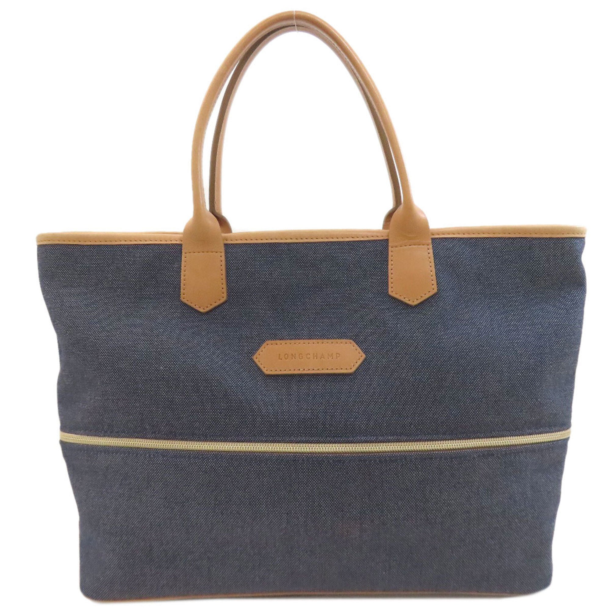 Longchamp Blue Brown Denim Handbag (Pre-Owned)