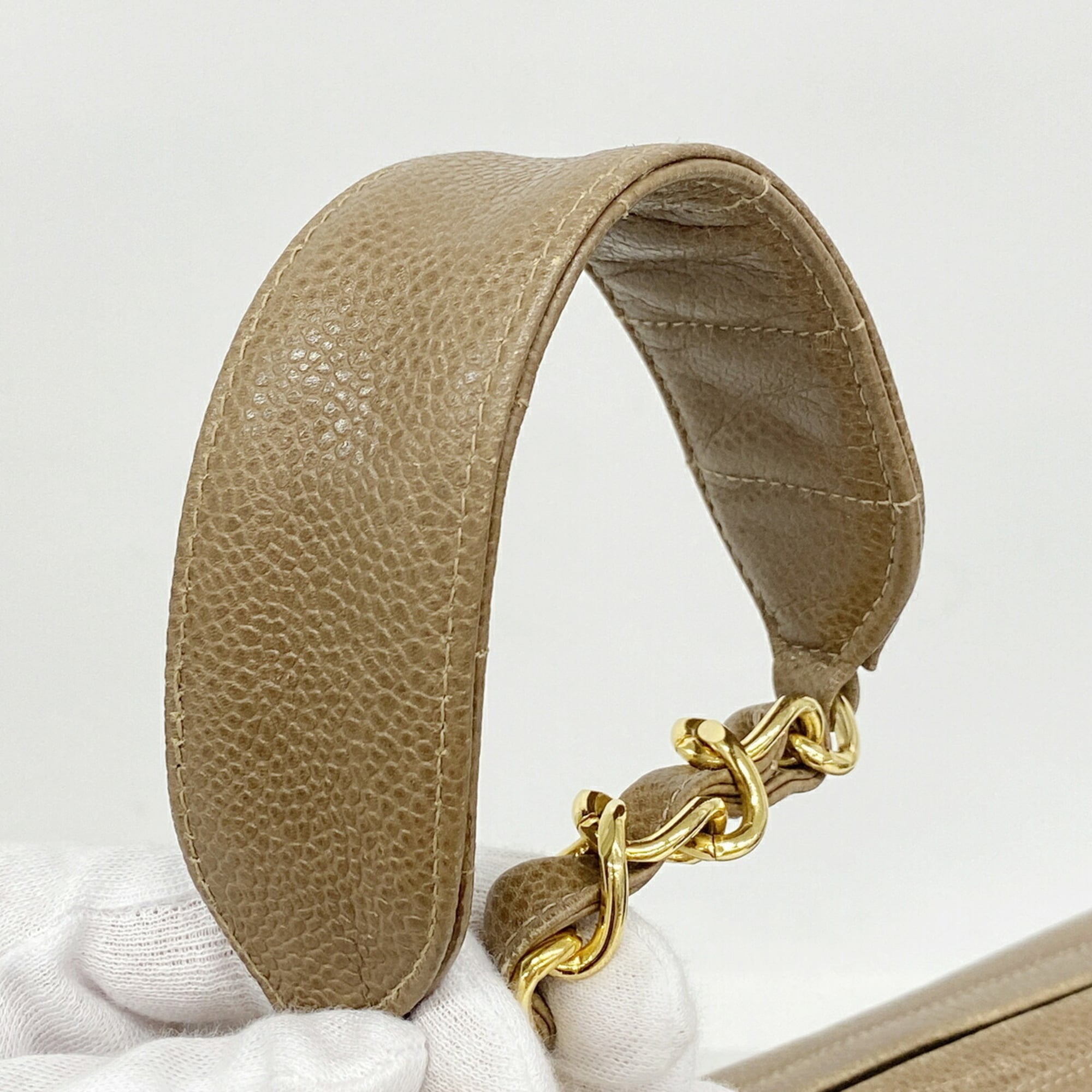 Chanel Light Brown Grained Calfskin Shoulder Bag (Pre-Owned)