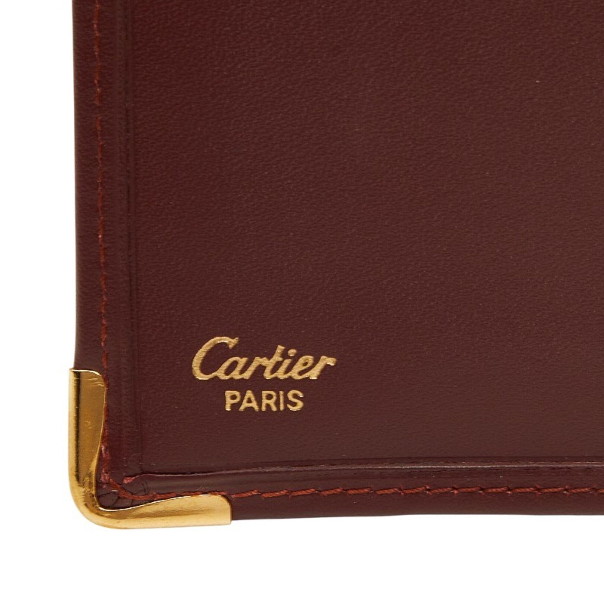 Cartier Must Bordeaux Leather Long Wallet (Bi-Fold) (Pre-Owned)