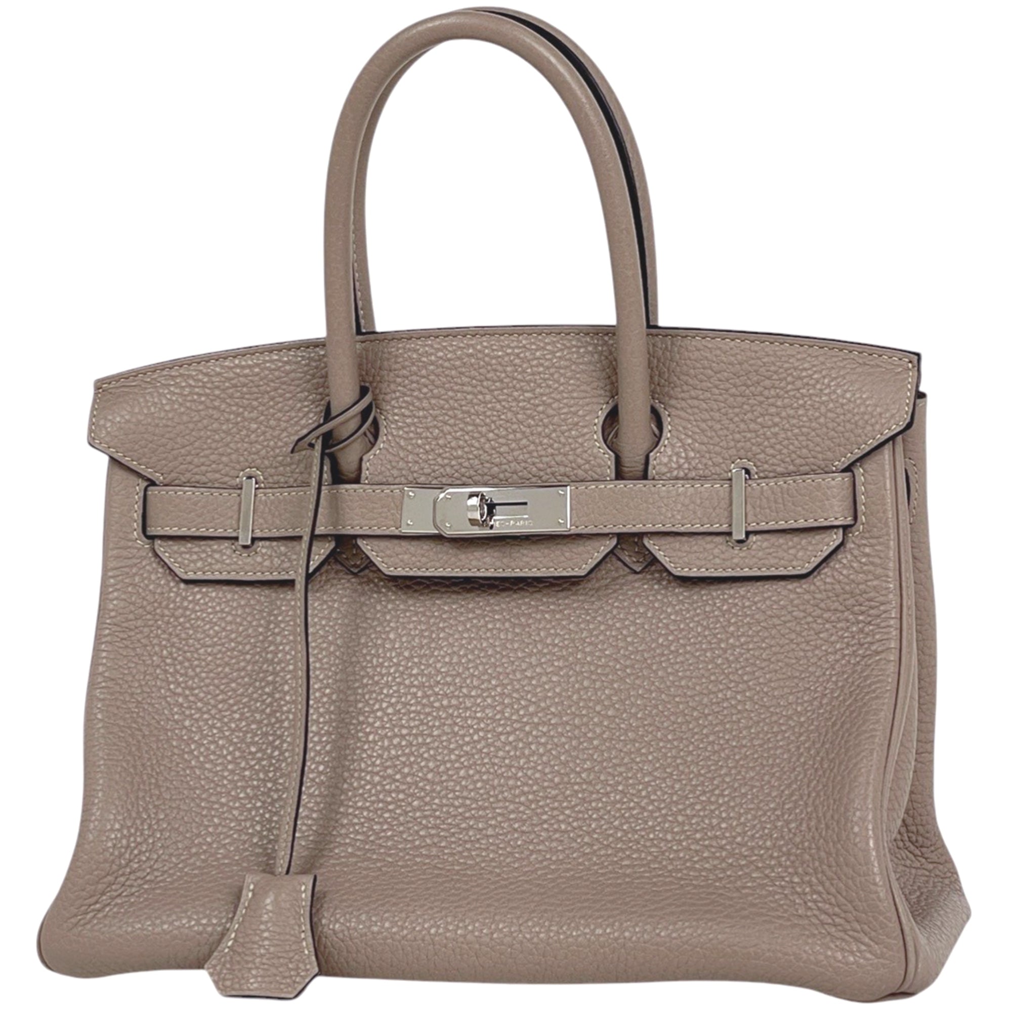 Hermes Birkin Gris Tourterelle Taurillon Clemence Leather Handbag (Pre-Owned)