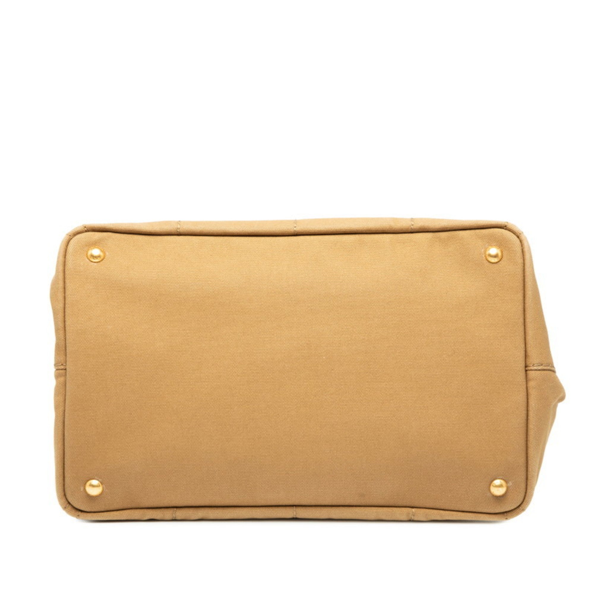 Prada Brown Canvas Shoulder Bag Tote Bag (Pre-Owned)